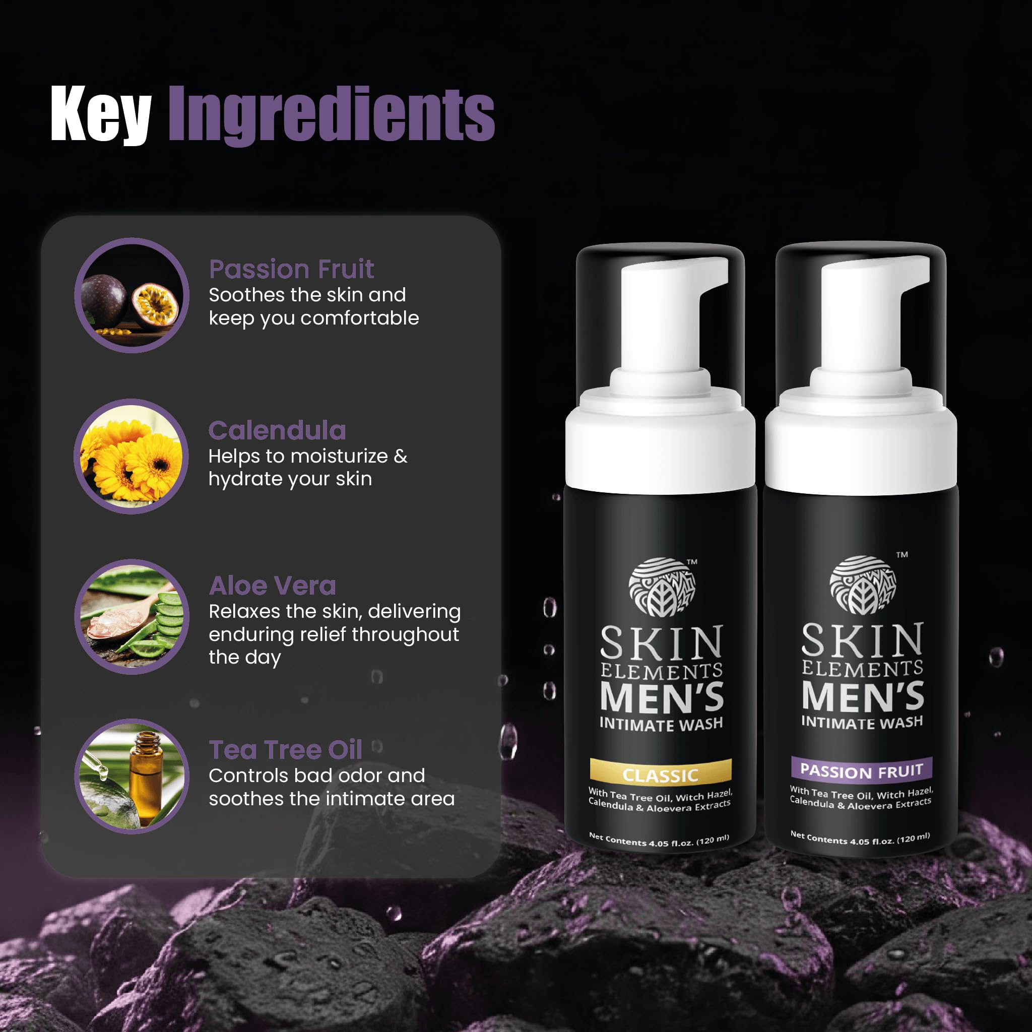 Skin Elements passion fruit ingredient close-up highlighting soothing benefit