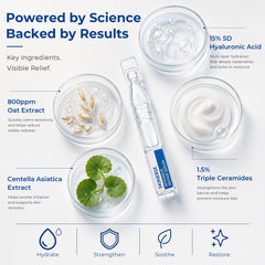 SKINERSE serum texture close-up showing lightweight absorbent gel that hydrates fast
