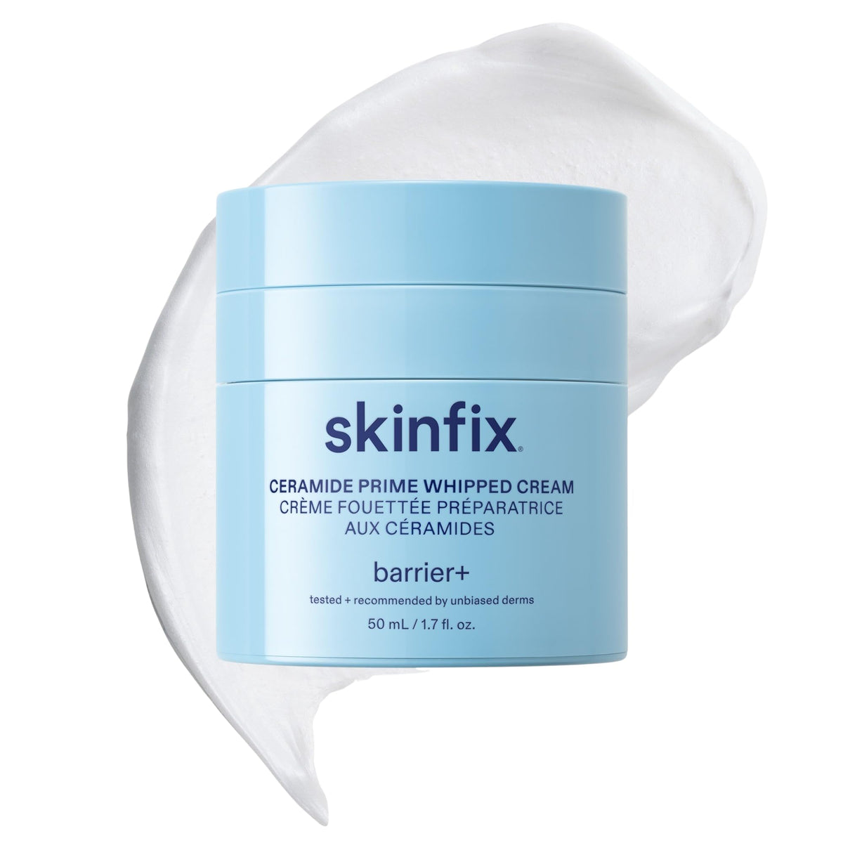 Skinfix jar front view showing clean label and compact 1.7 oz size benefit