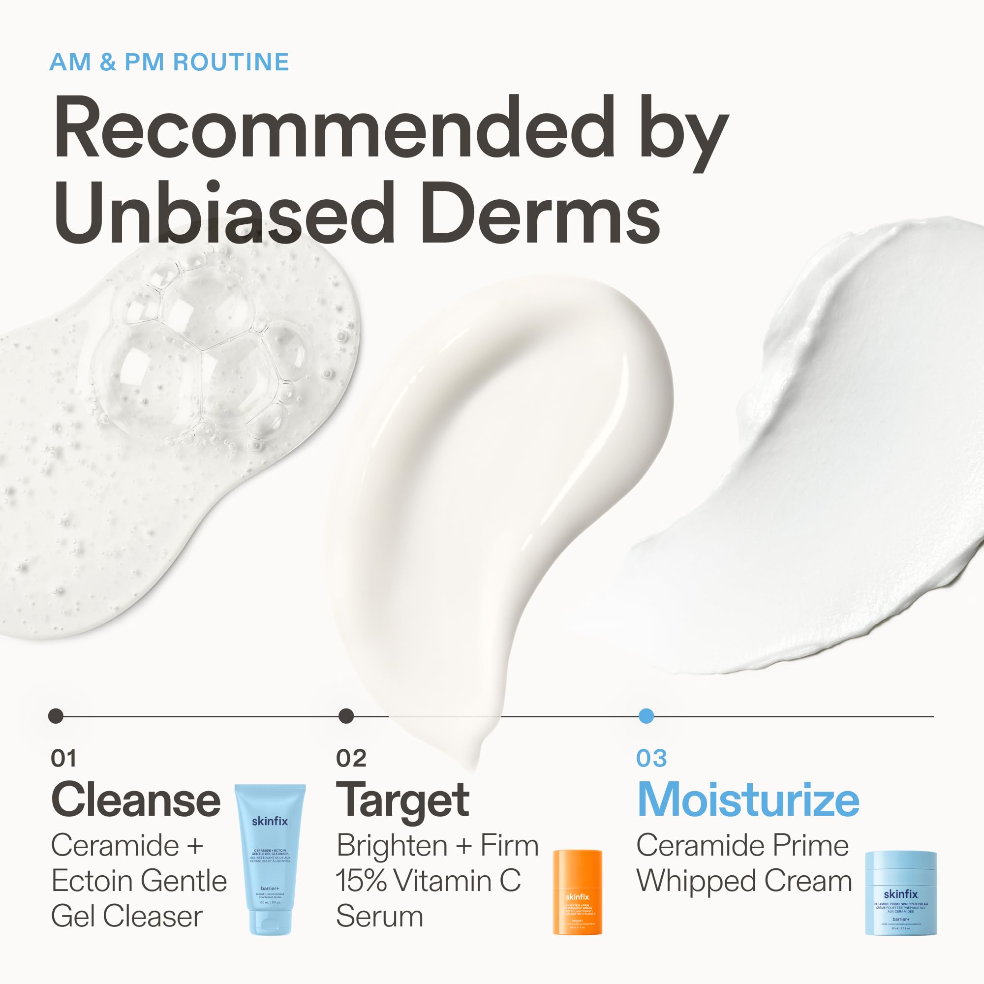 Skinfix cream spread on cheek illustrating quick hydration and smooth finish