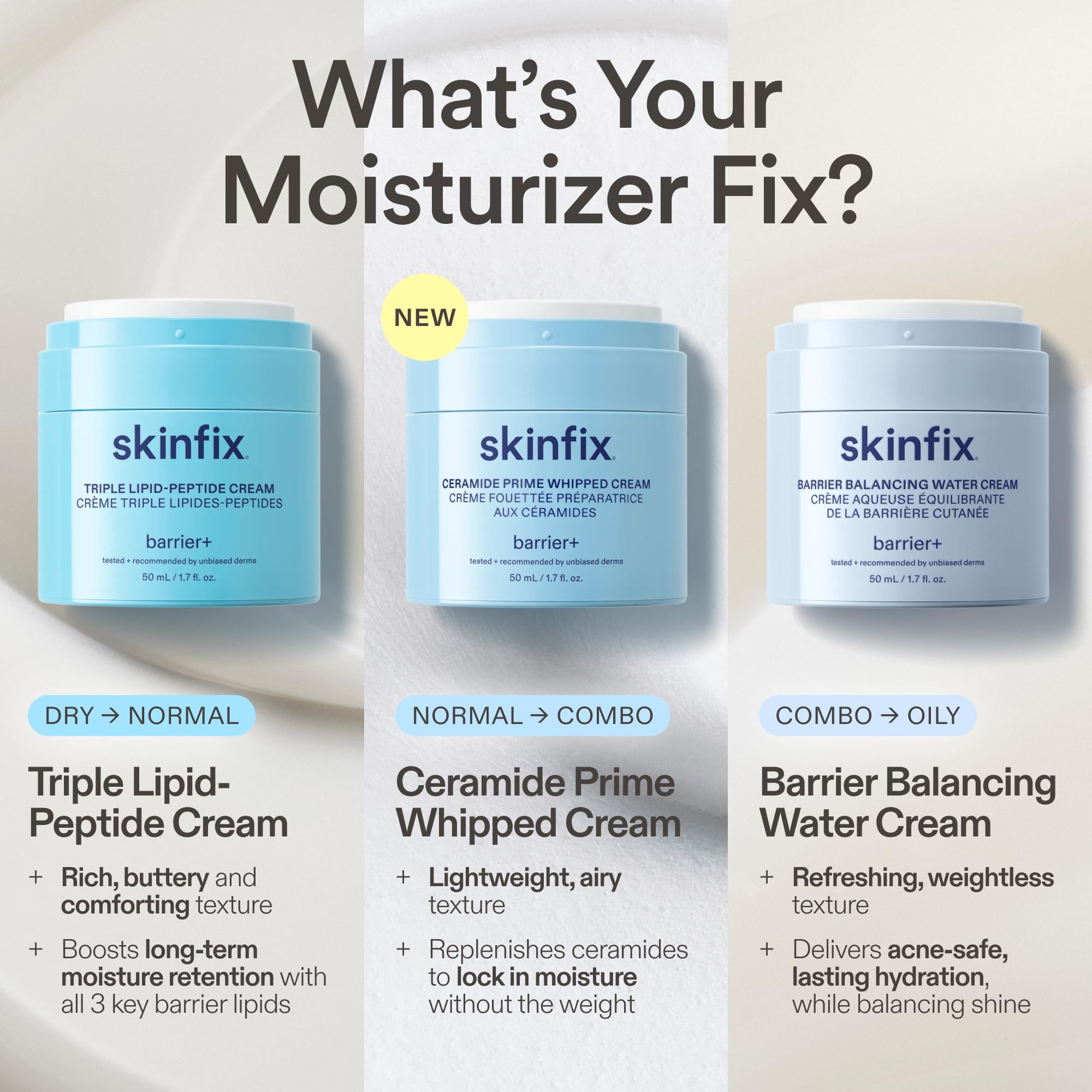 Skinfix moisturizer beneath foundation showing non-pilling layering benefit
