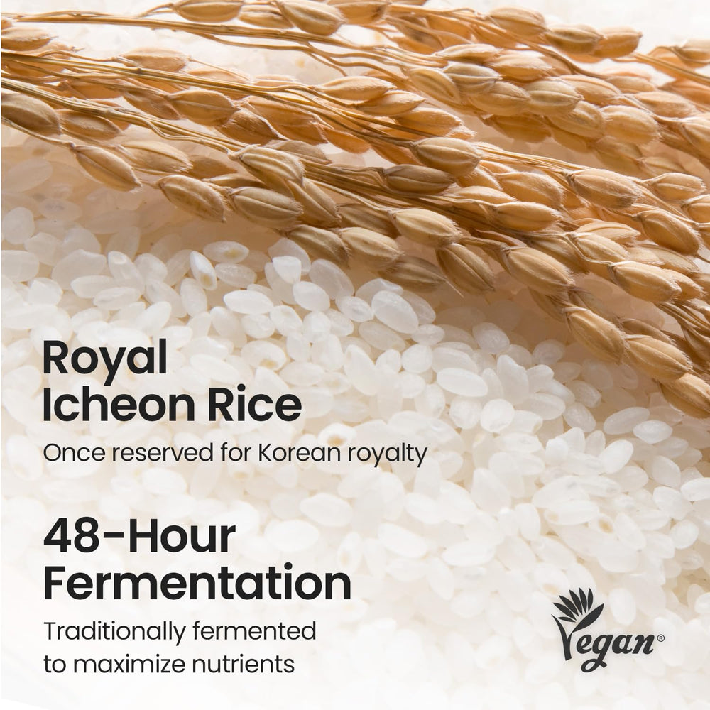 SKINFOOD ingredients display rice ferment bottle conveying traditional fermentation benefits