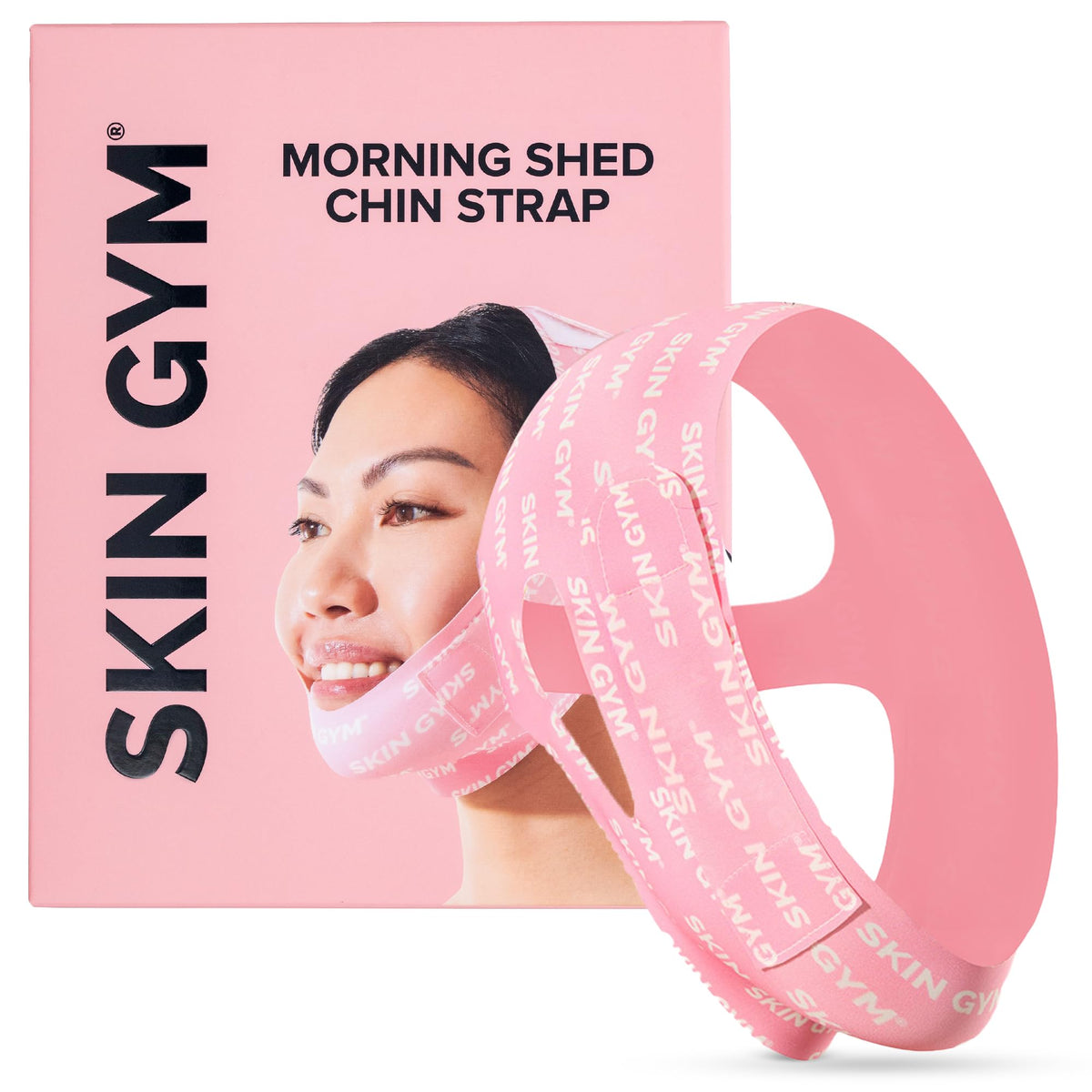 SKIN GYM front view of chin strap showing design and benefit of jawline support