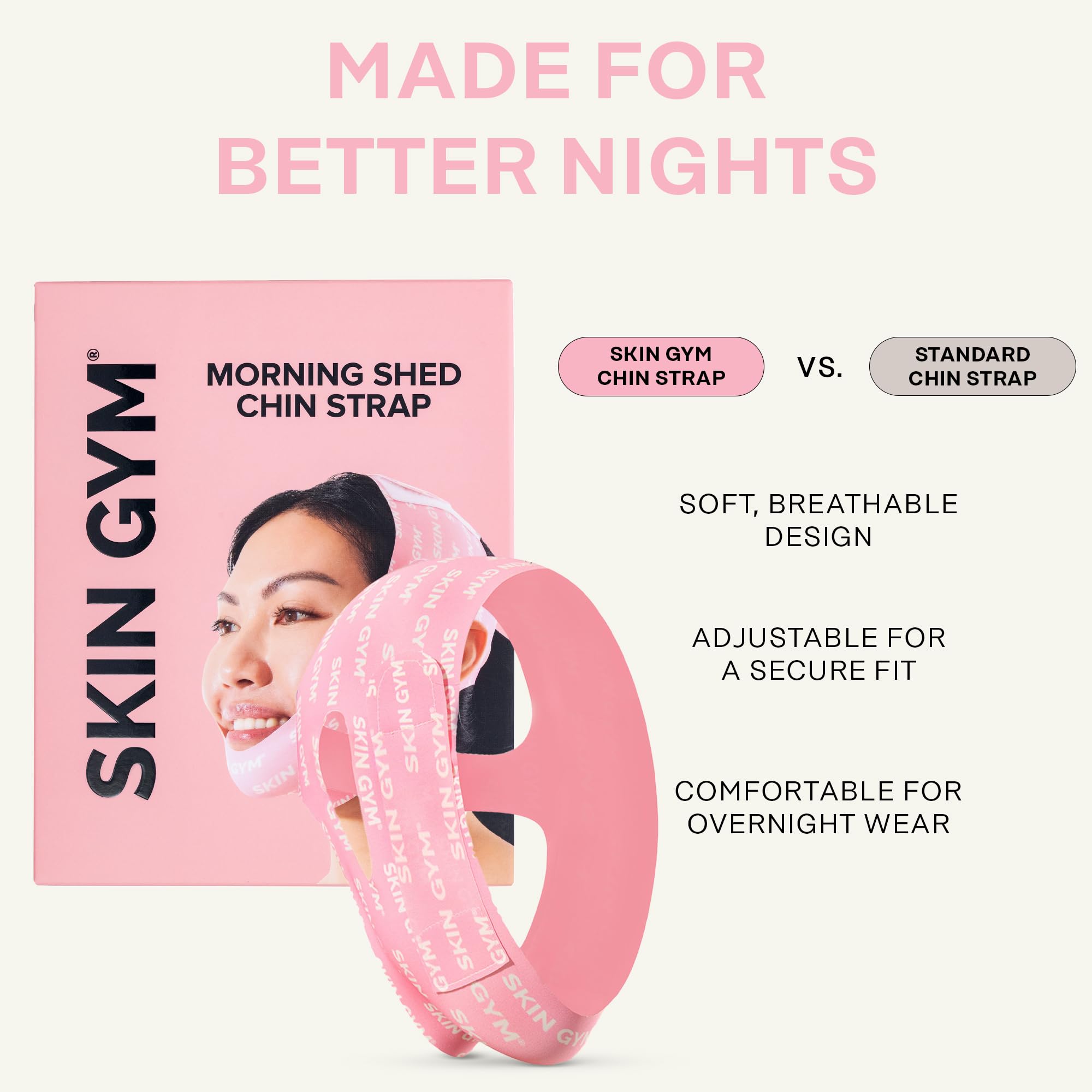 SKIN GYM chin strap laid flat next to ruler to show size and scale benefit