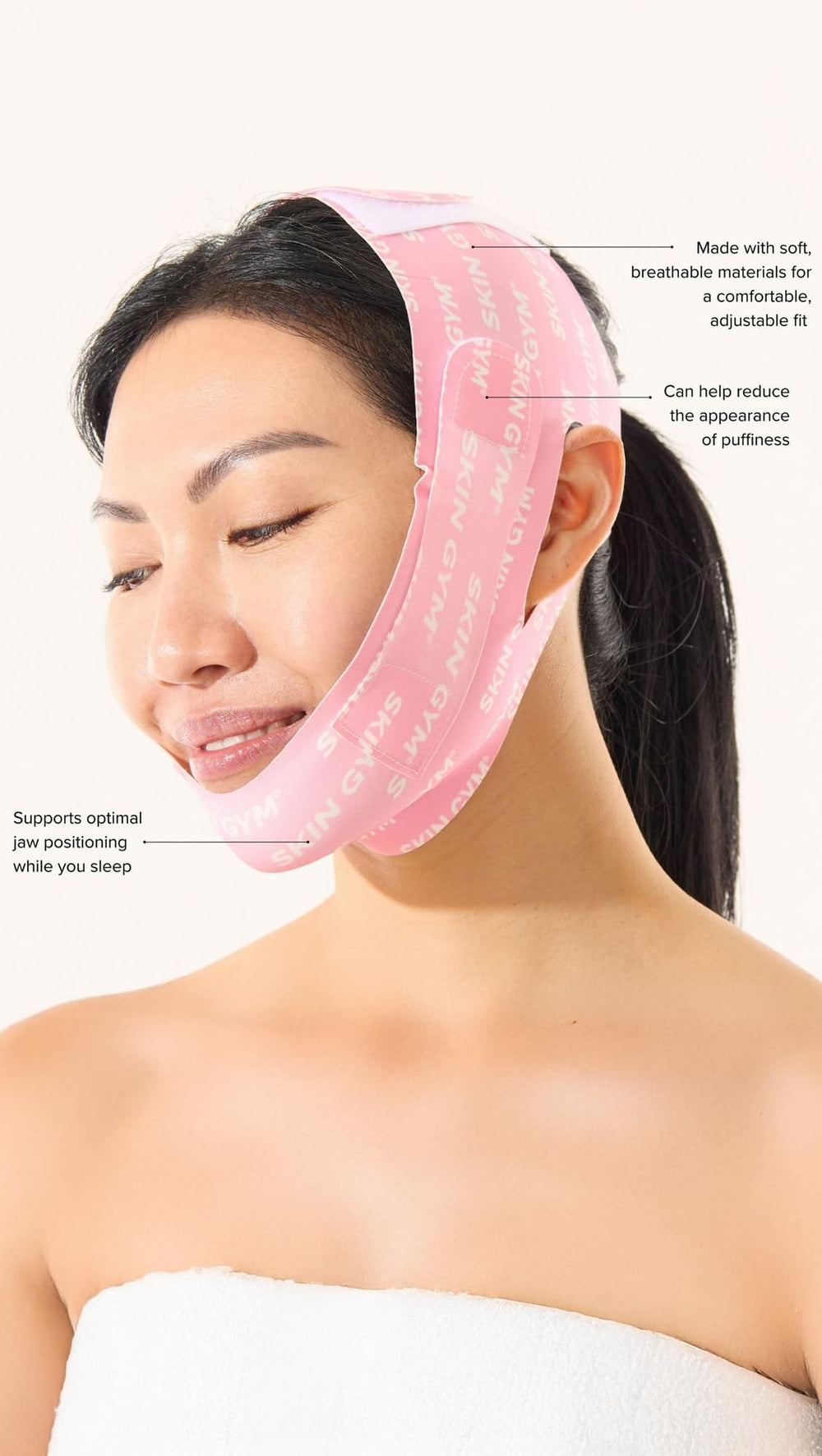 SKIN GYM strap paired with serum to show combined topical and mechanical benefits
