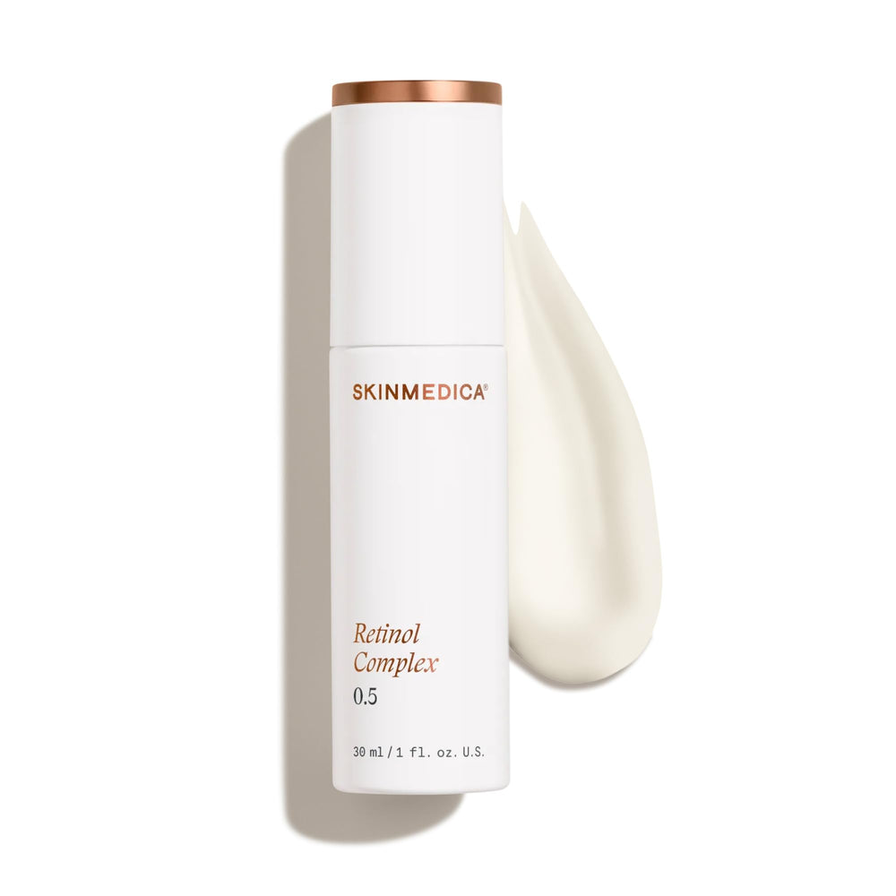 SkinMedica bottle front view showing product and clear label benefits