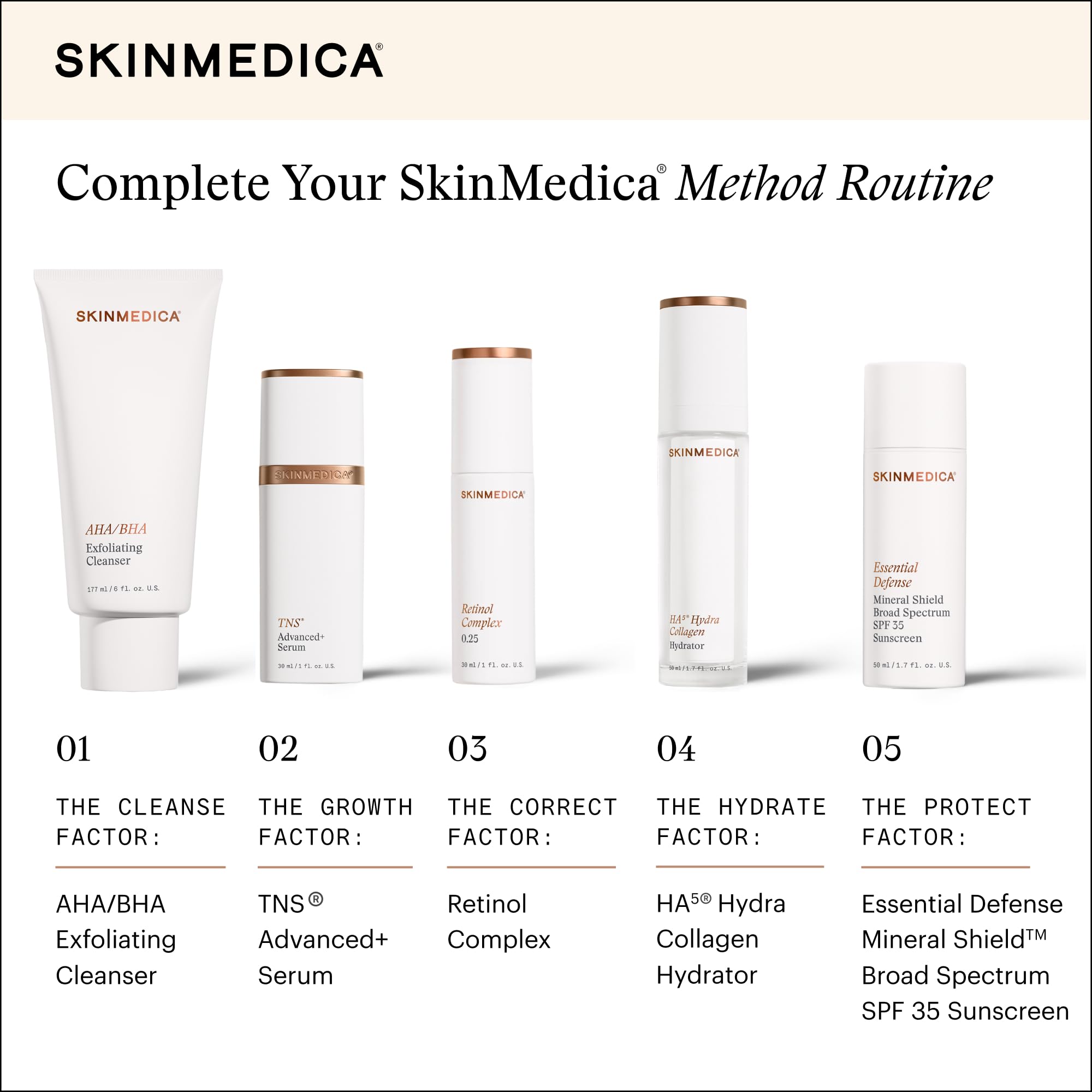 Ingredient callout with SkinMedica label, highlights formula transparency benefit