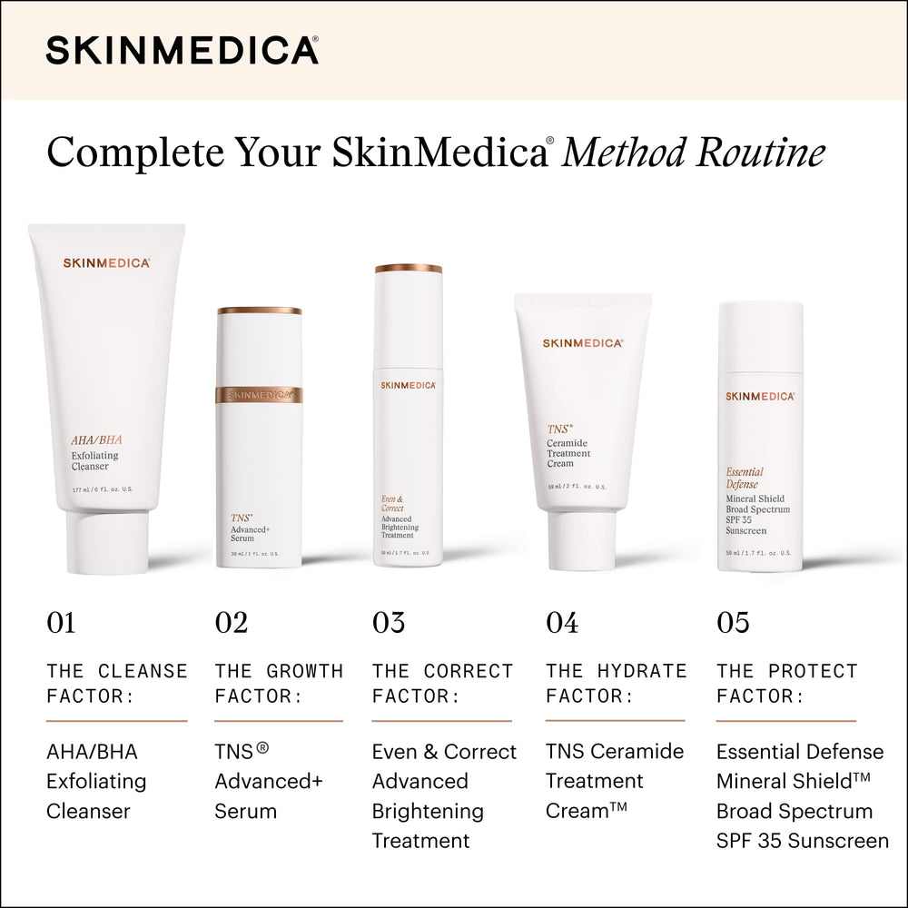SkinMedica jar staged on bathroom shelf suggesting daily routine benefit