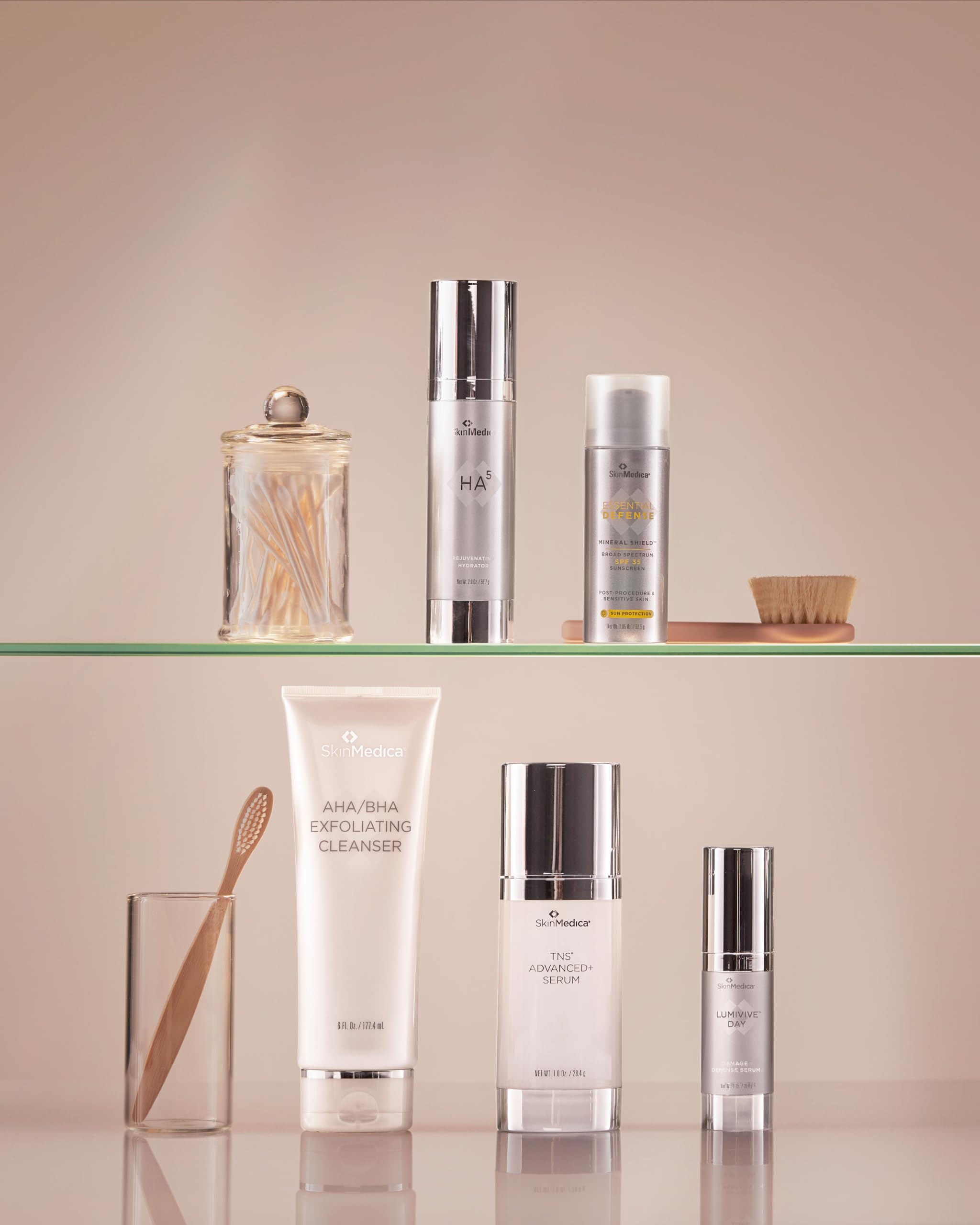 SkinMedica application in hand demonstrating small amount, highlights easy layering benefit