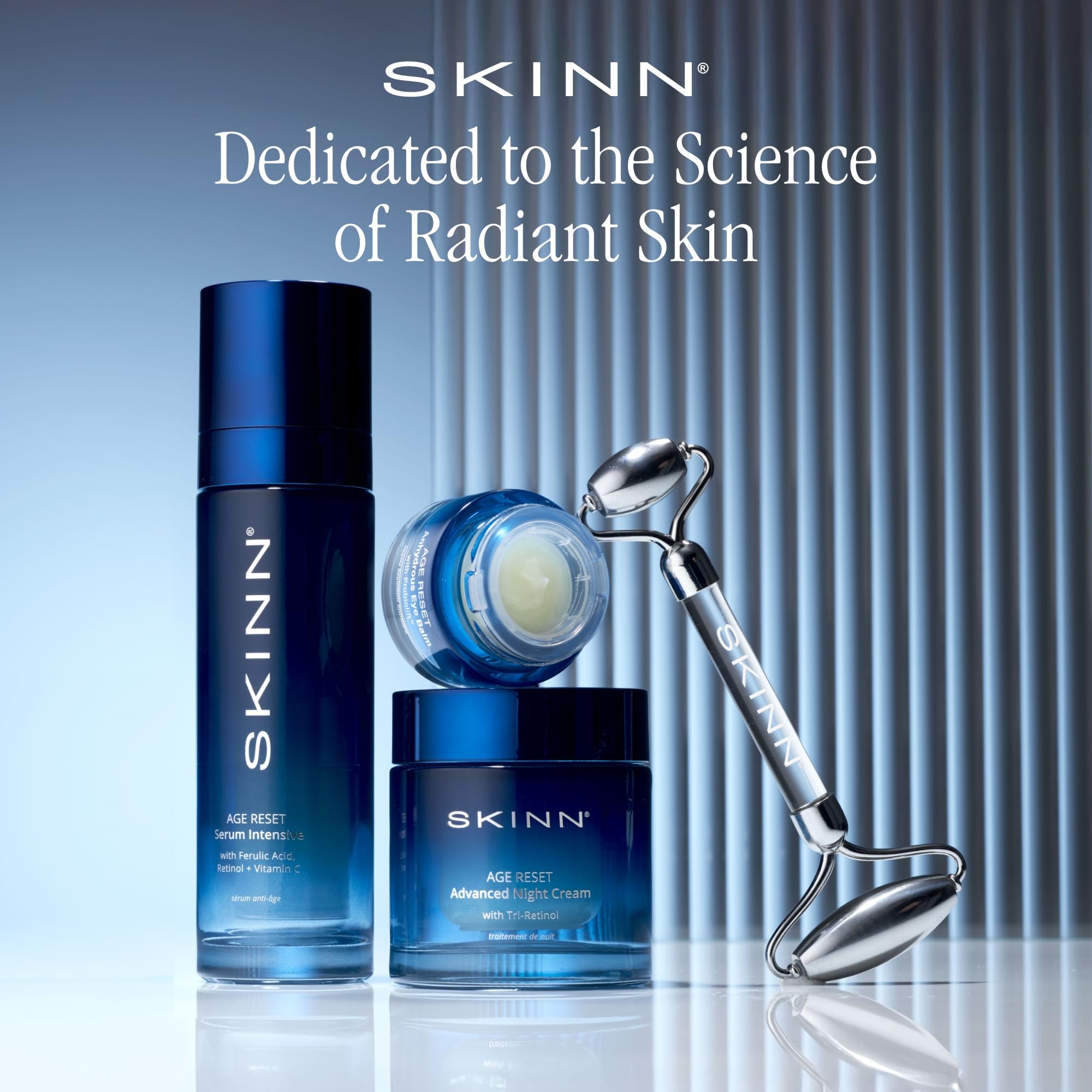 SKINN nighttime application on face highlighting evening repair support