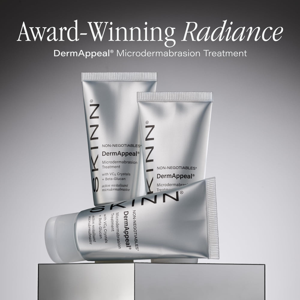 SKINN DermAppeal ingredients label showing VC5 vitamin C and Beta-Glucan benefits