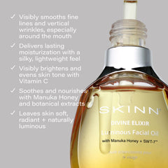 SKINN face oil texture close-up highlighting lightweight, non-greasy finish