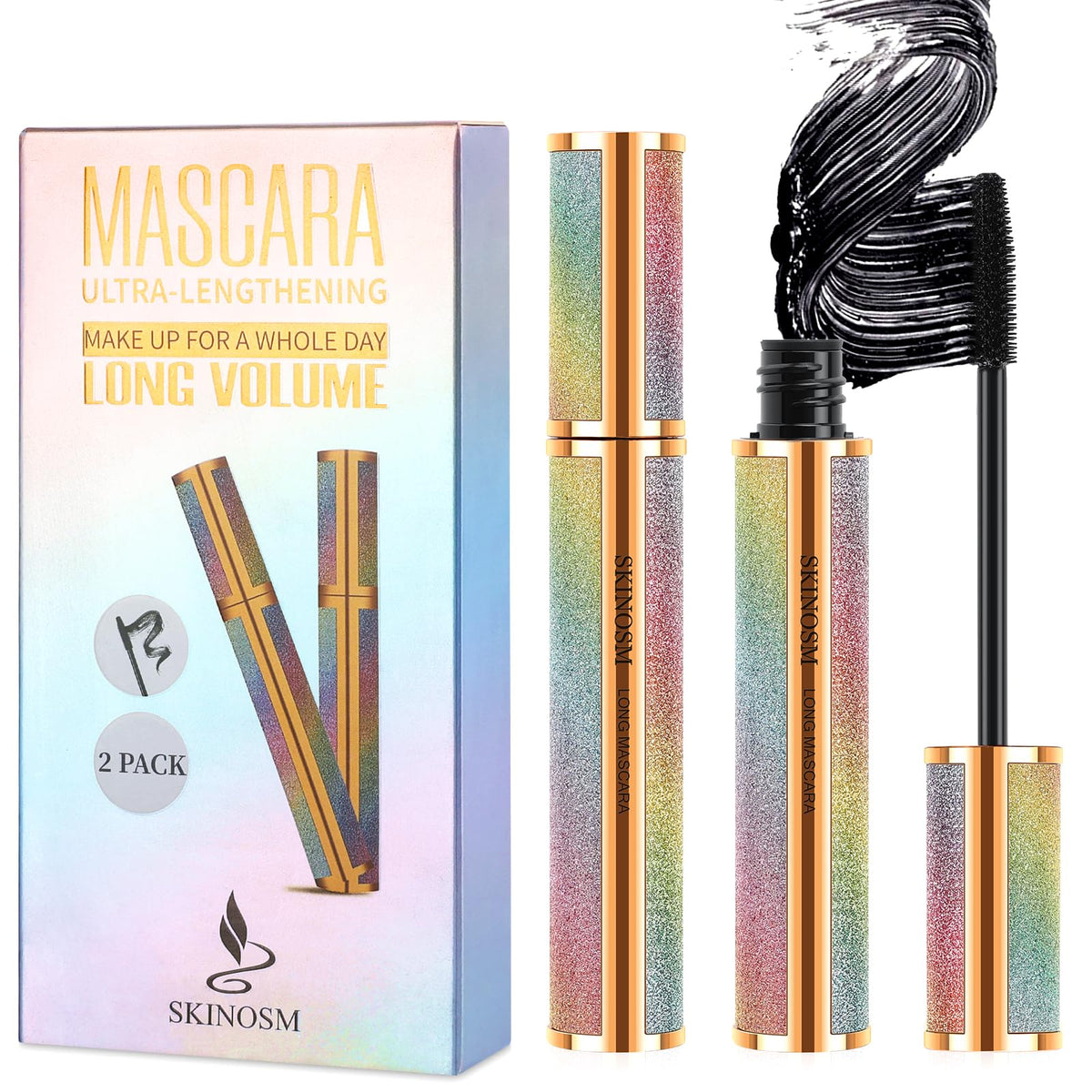 SKINOSM front packaging showing two mascara tubes and value set benefit