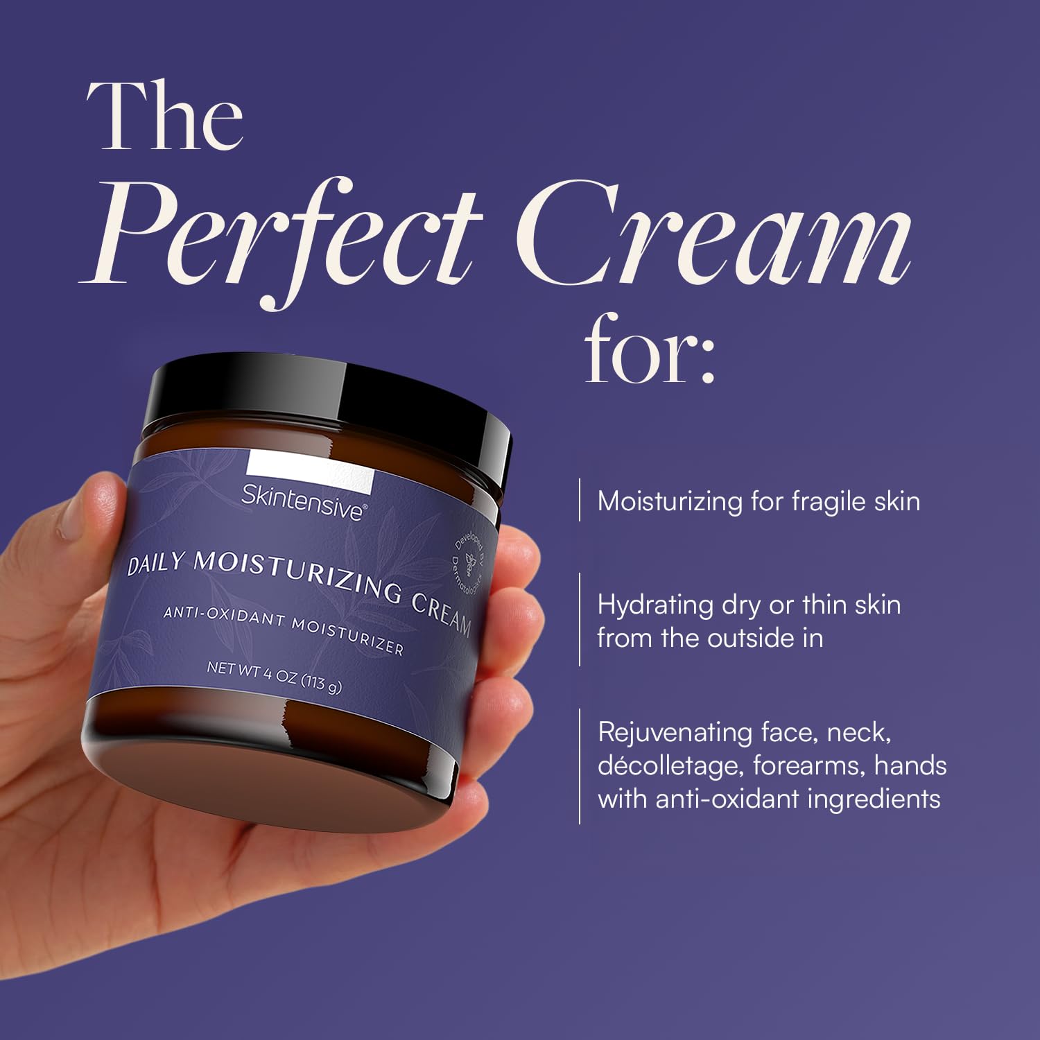 SKINTENSIVE ingredients display with arnica and vitamins for soothing