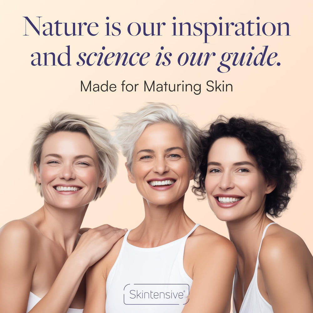 SKINTENSIVE label detail highlighting dermatologist formulation and benefits