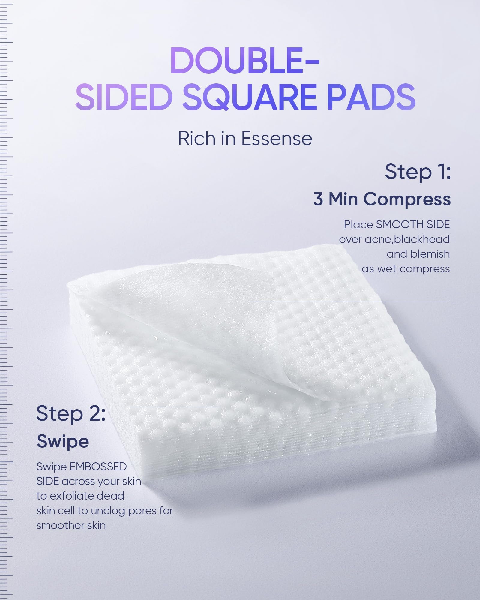 SKINTIFIC demonstrating pad application on cheek to improve texture