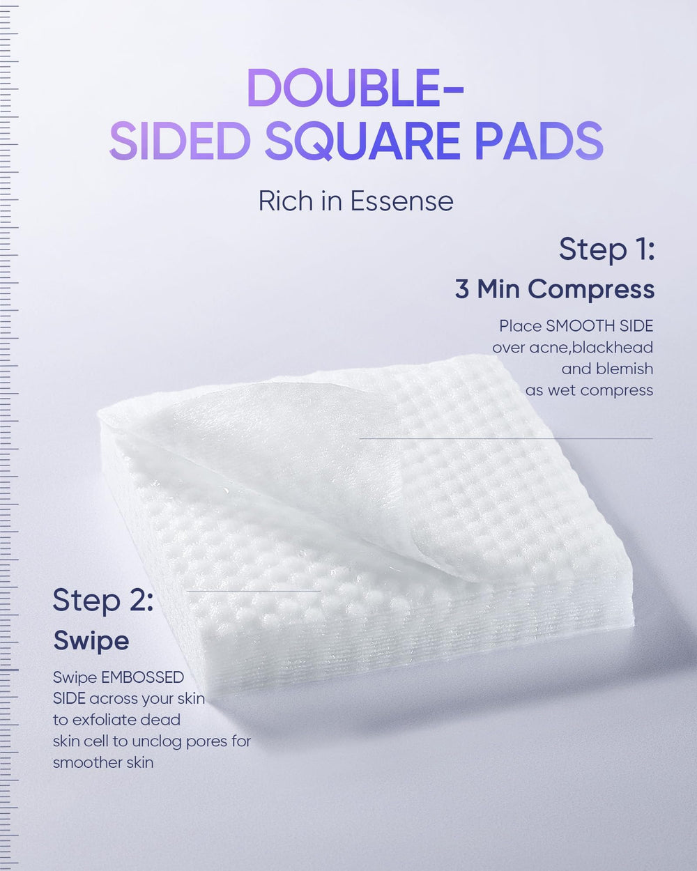 SKINTIFIC demonstrating pad application on cheek to improve texture