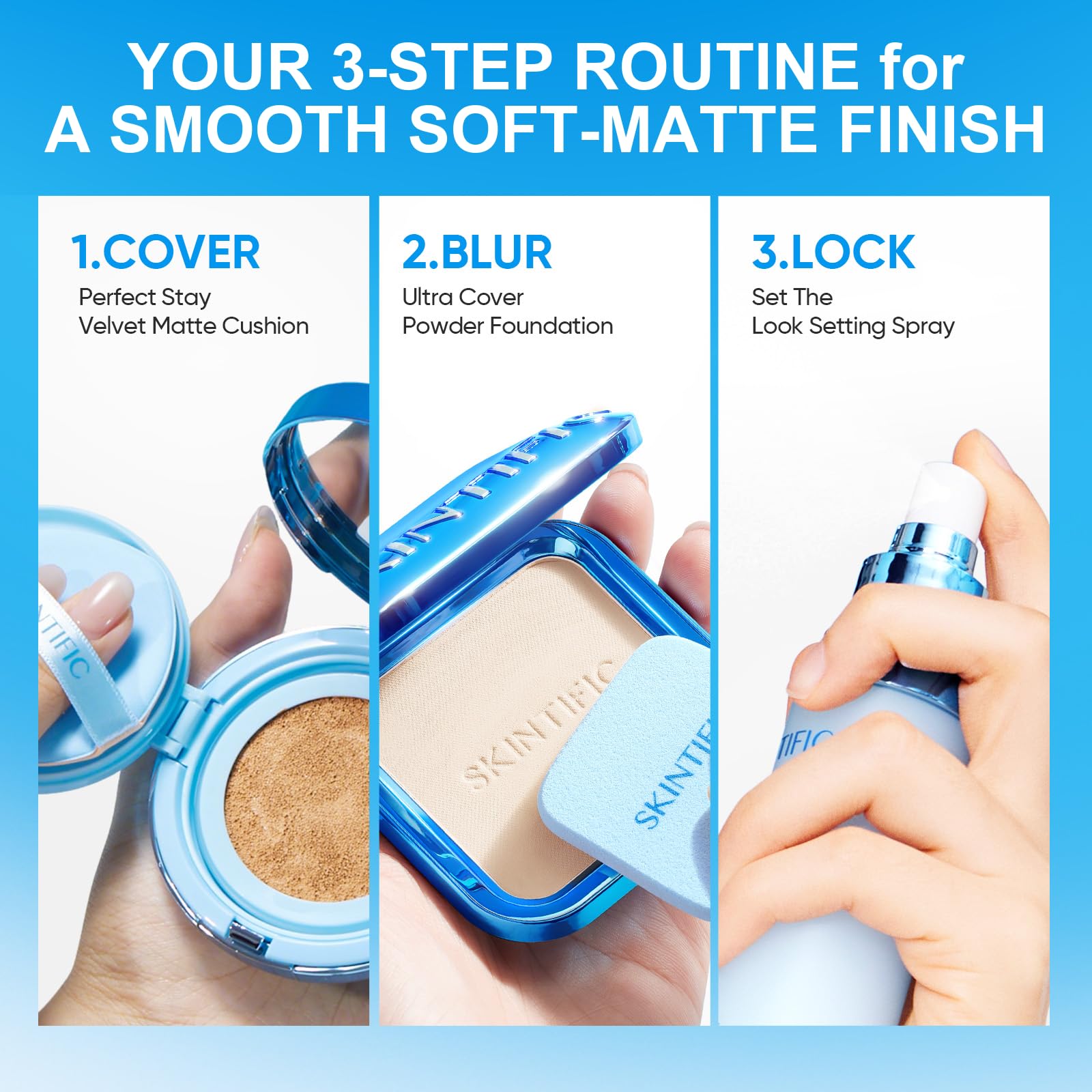 SKINTIFIC application on model with oily skin showing matte result benefit: controls shine long-term