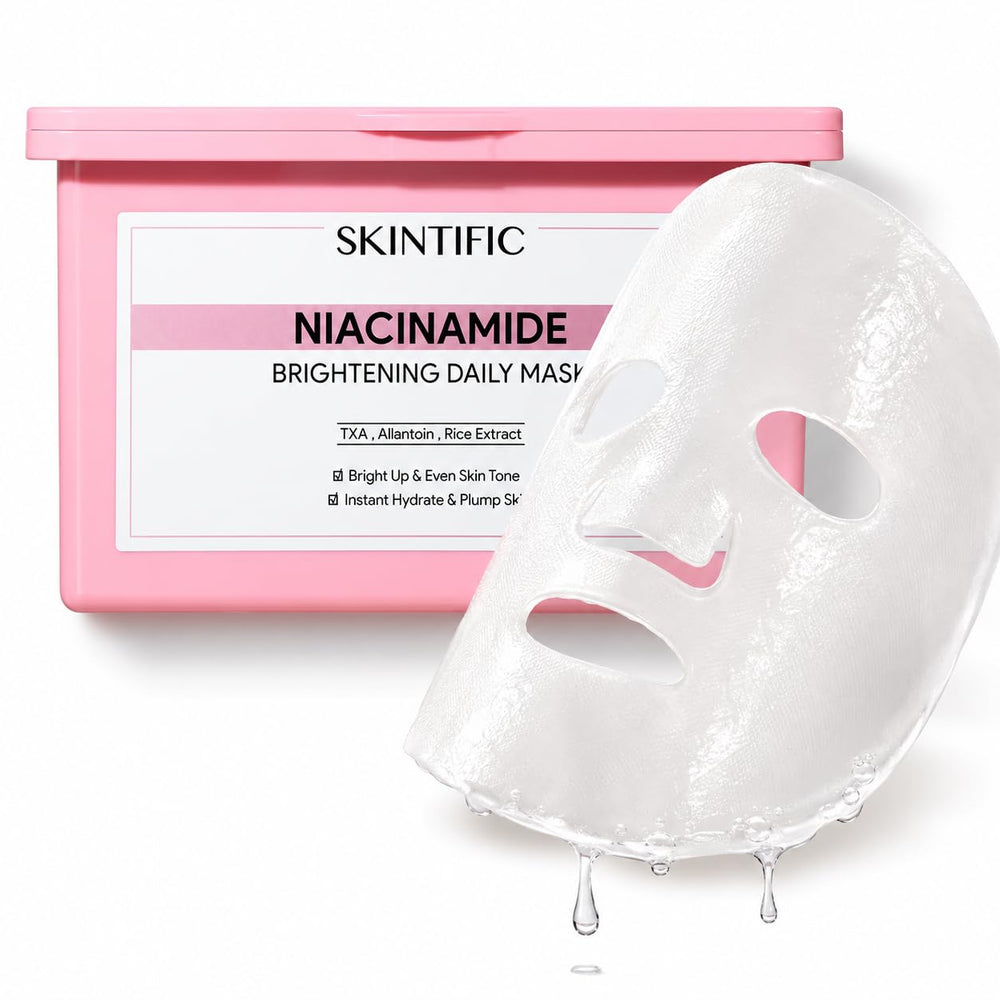SKINTIFIC front packaging showing 30 daily sheet masks and benefits
