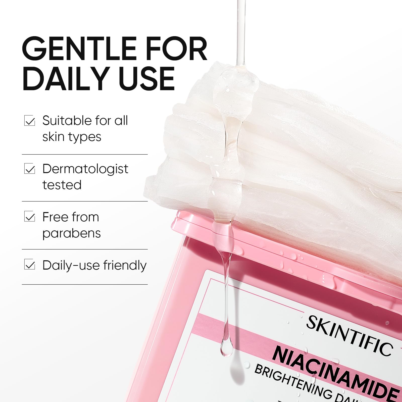 SKINTIFIC niacinamide and rice extract ingredients visual for brightening