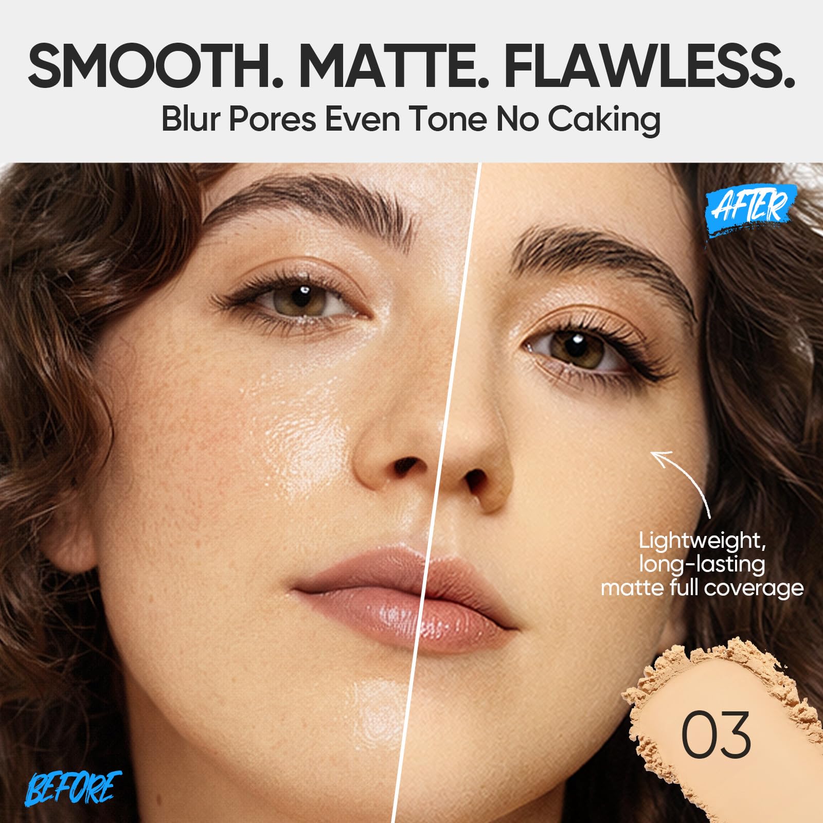 SKINTIFIC open compact with mirror and puff for quick touch-ups and convenient use