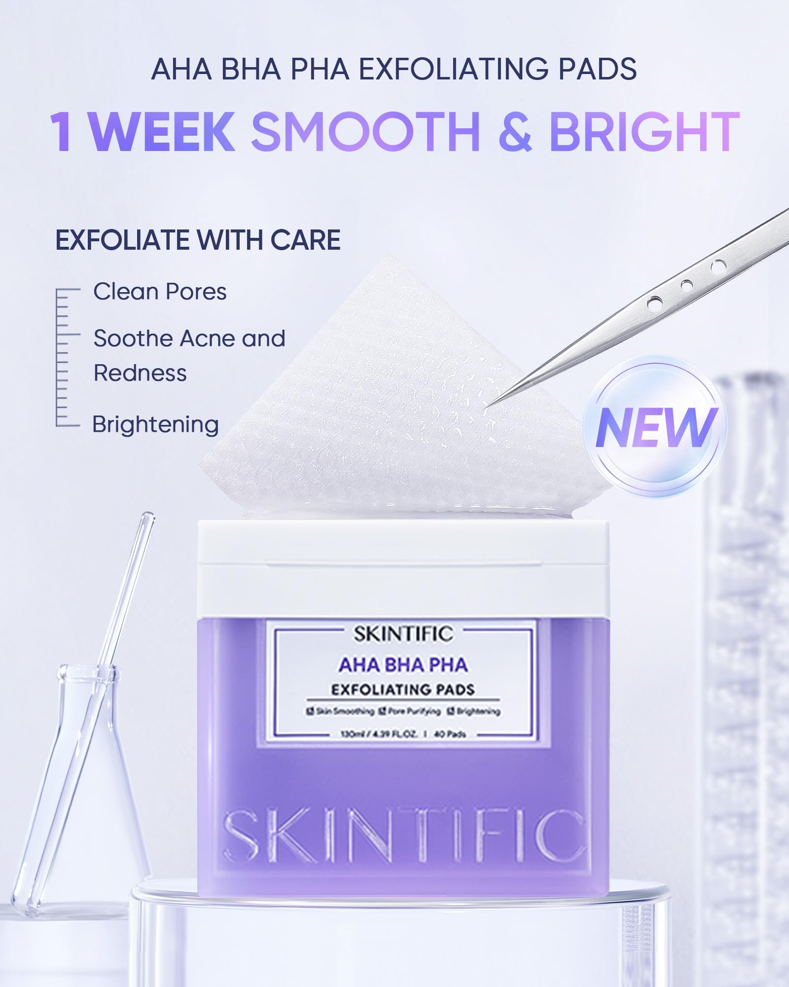 SKINTIFIC saturated pad showing solution for effective exfoliation