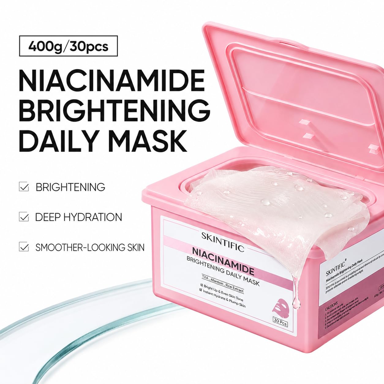 SKINTIFIC single mask unwrapped flatlay highlighting ready-to-use convenience
