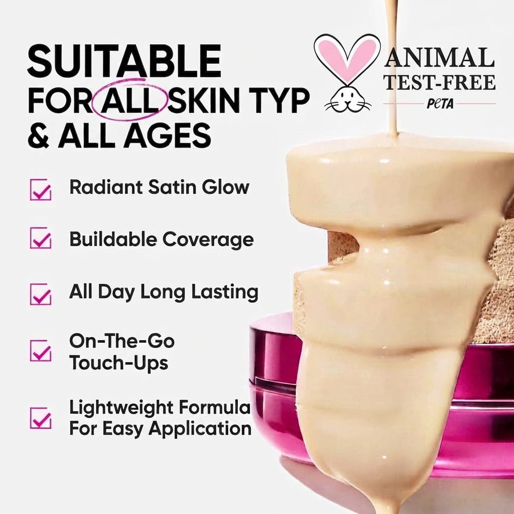SKINTIFIC cushion texture close-up showing smooth blendable finish benefit