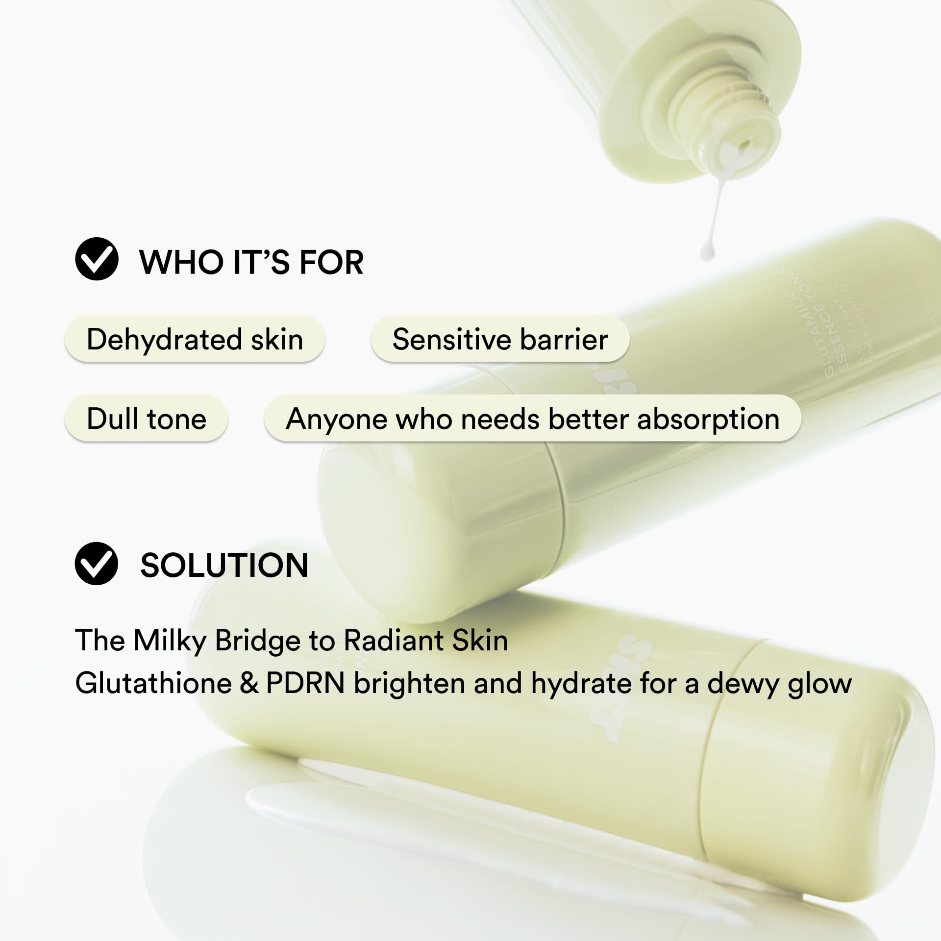skit milky texture drop on hand illustrating quick absorption benefit