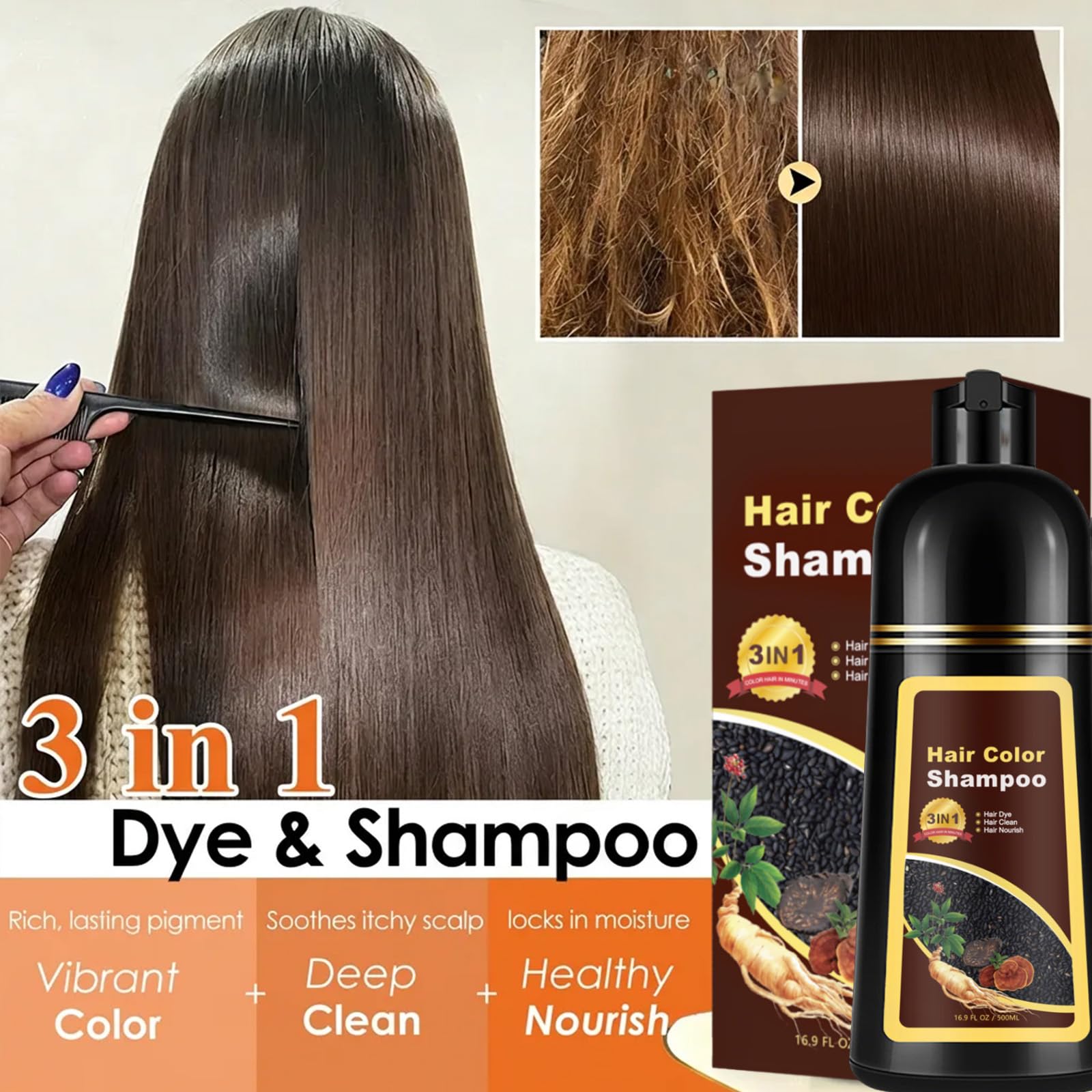 Sklight before and after hair comparison showing visible burgundy tone