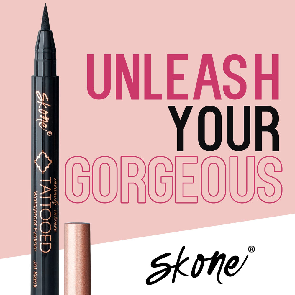 Skone travel kit styling with pen in makeup pouch for waterproof wear on the go