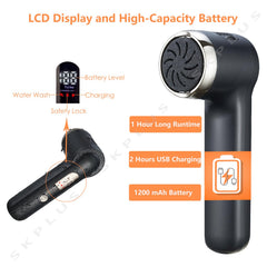 SKPLUS LCD display and buttons showing battery level for easy monitoring