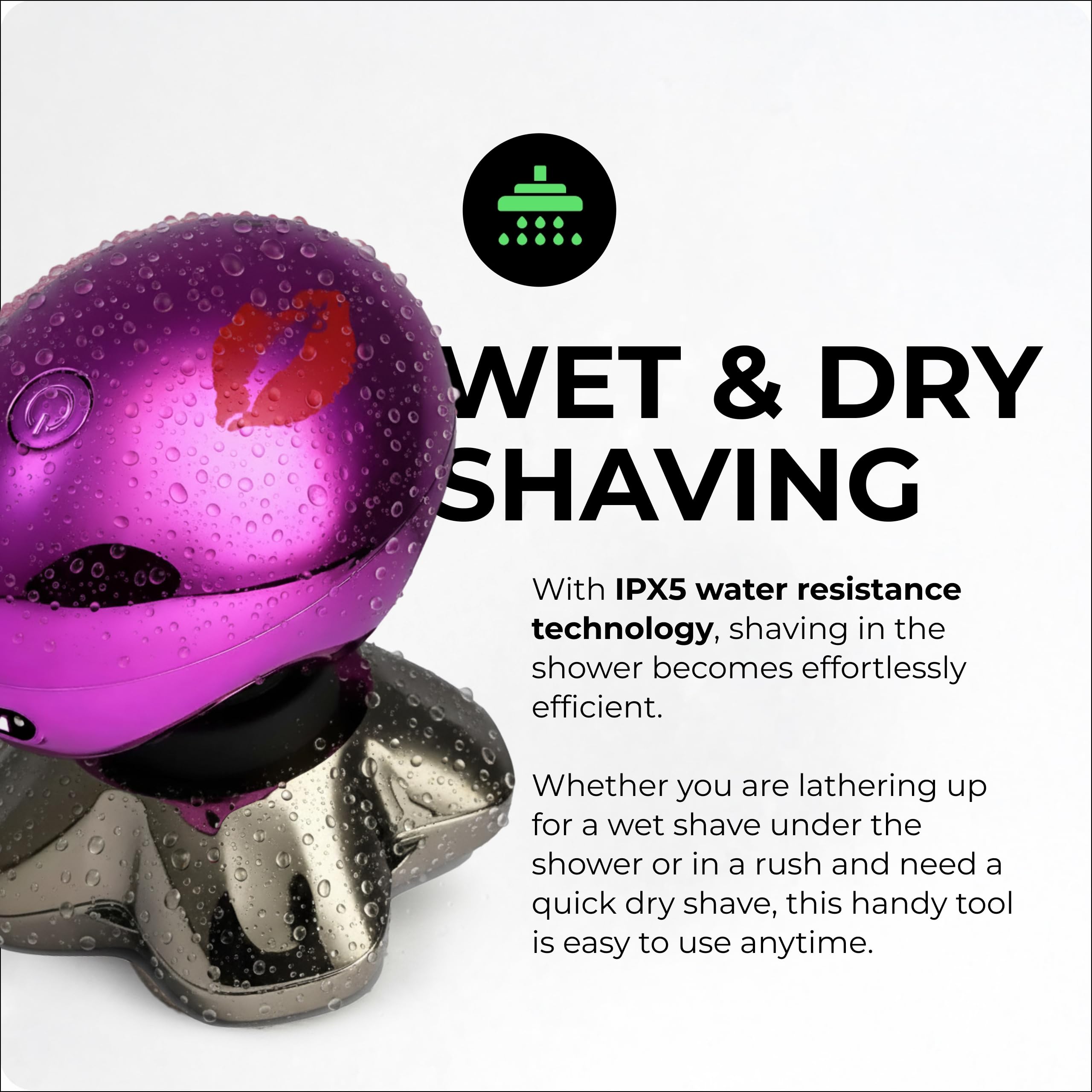 Skull Shaver Butterfly Kiss PRO shaving a leg showing smooth glide and reduced irritation