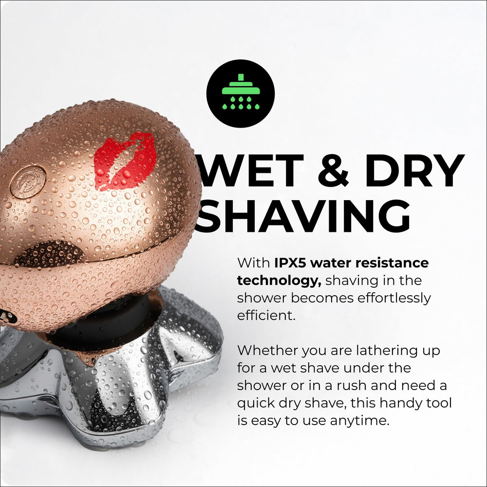 Skull Shaver size comparison in hand showing compact portable grooming advantage