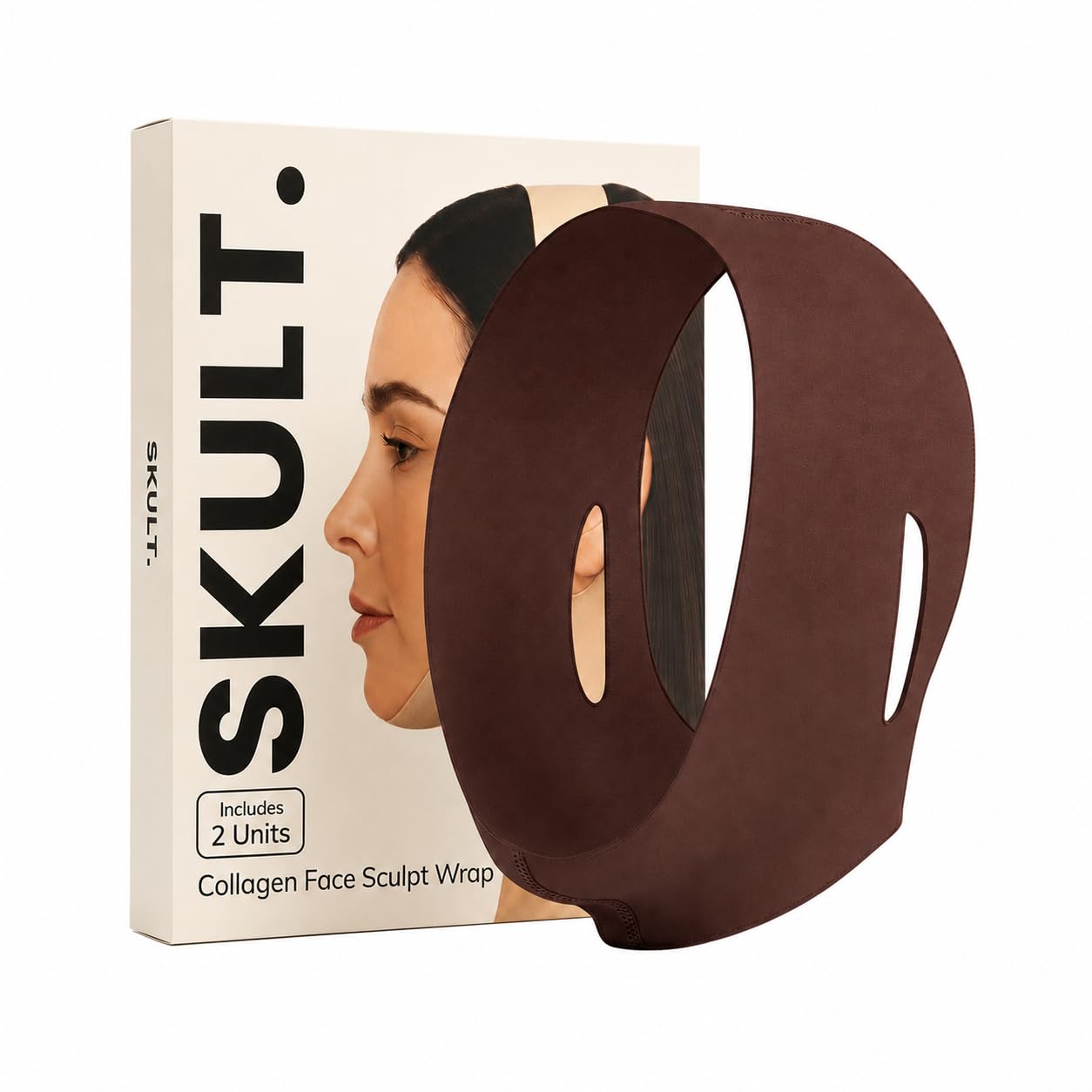SKULT front view of two-piece chin straps showing discreet beige design and comfort