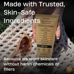 Sky and Sol application on hand illustrating easy absorbency benefit