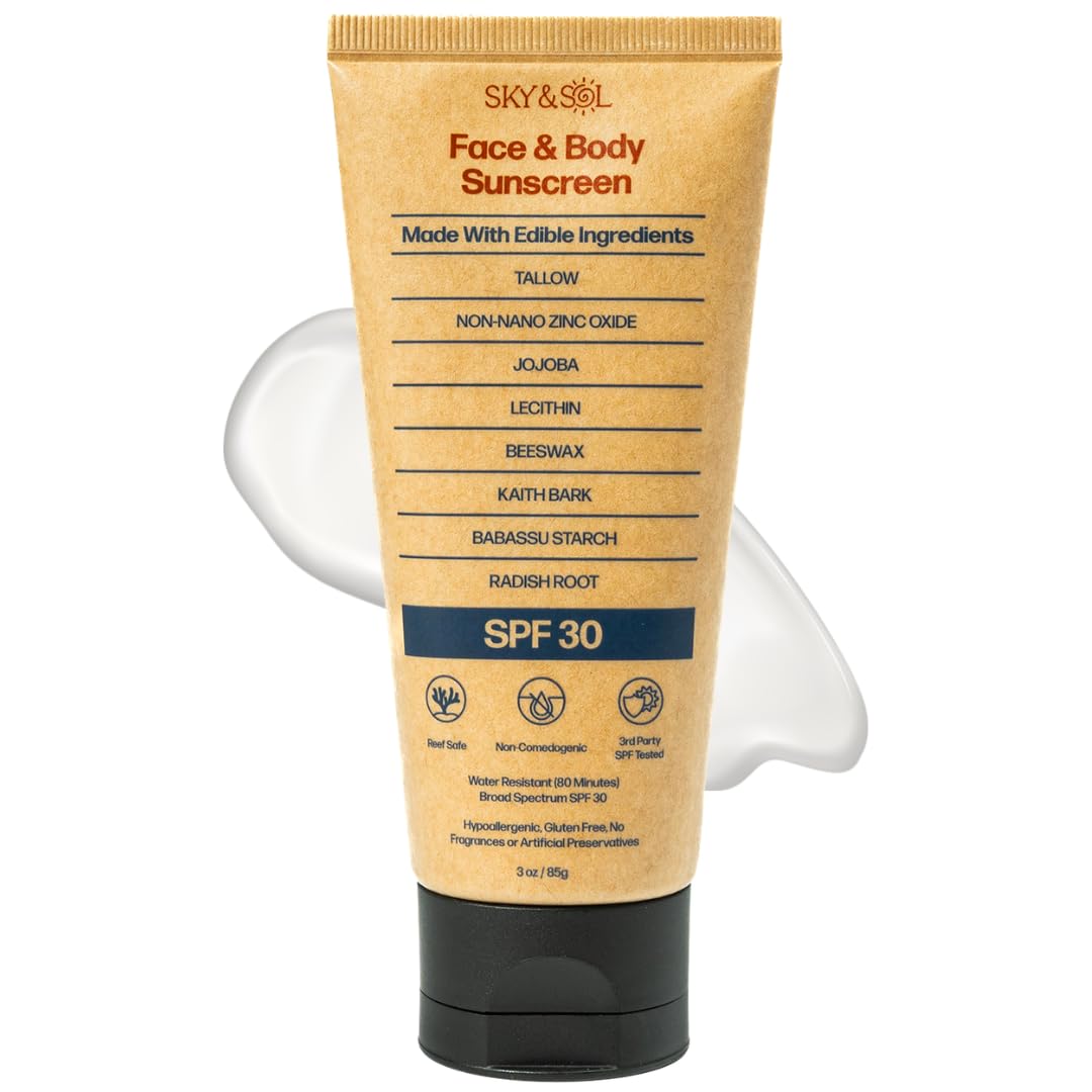 Sky and Sol front jar showing clean packaging and SPF benefit