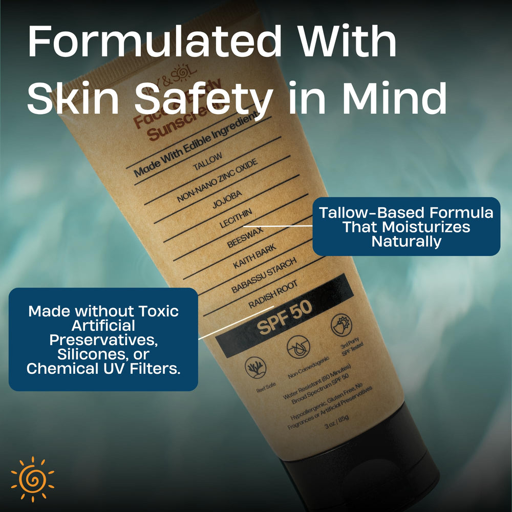 Sky and Sol outdoor lifestyle image shows beach use and reef-safe protection advantage