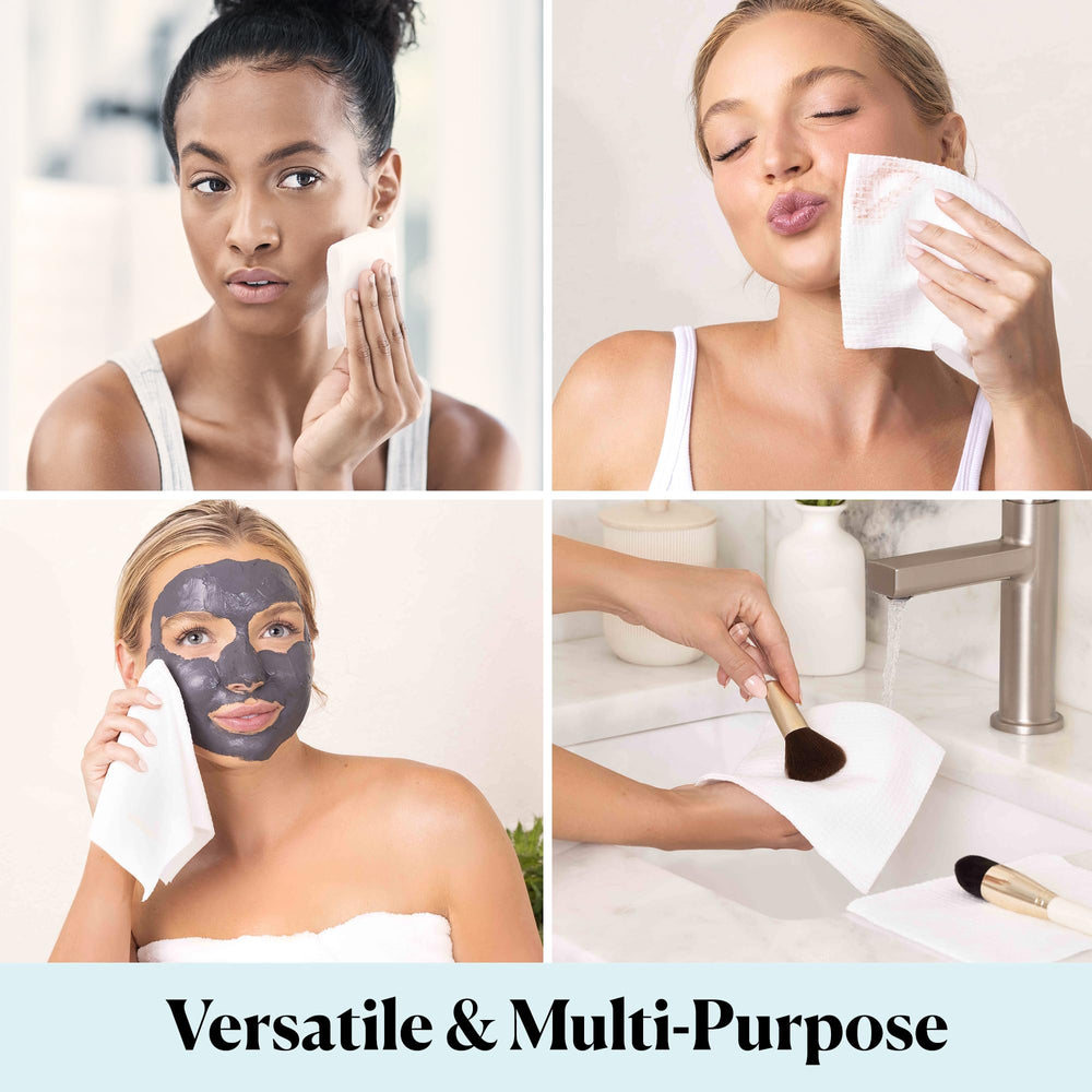 Sky Organics towel removing makeup from face demonstrating effective cleansing