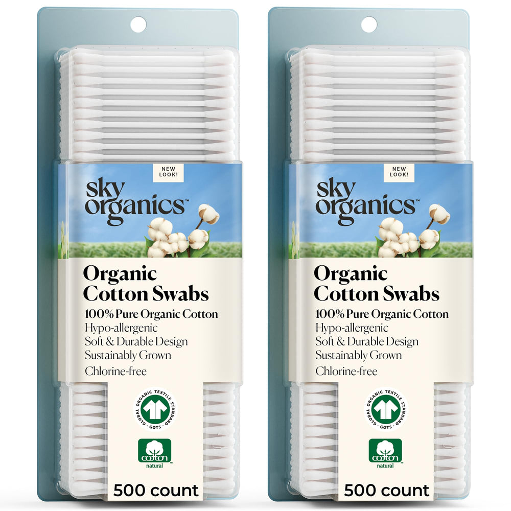 Sky Organics front packaging showing 1000-count twin packs and organic branding benefit