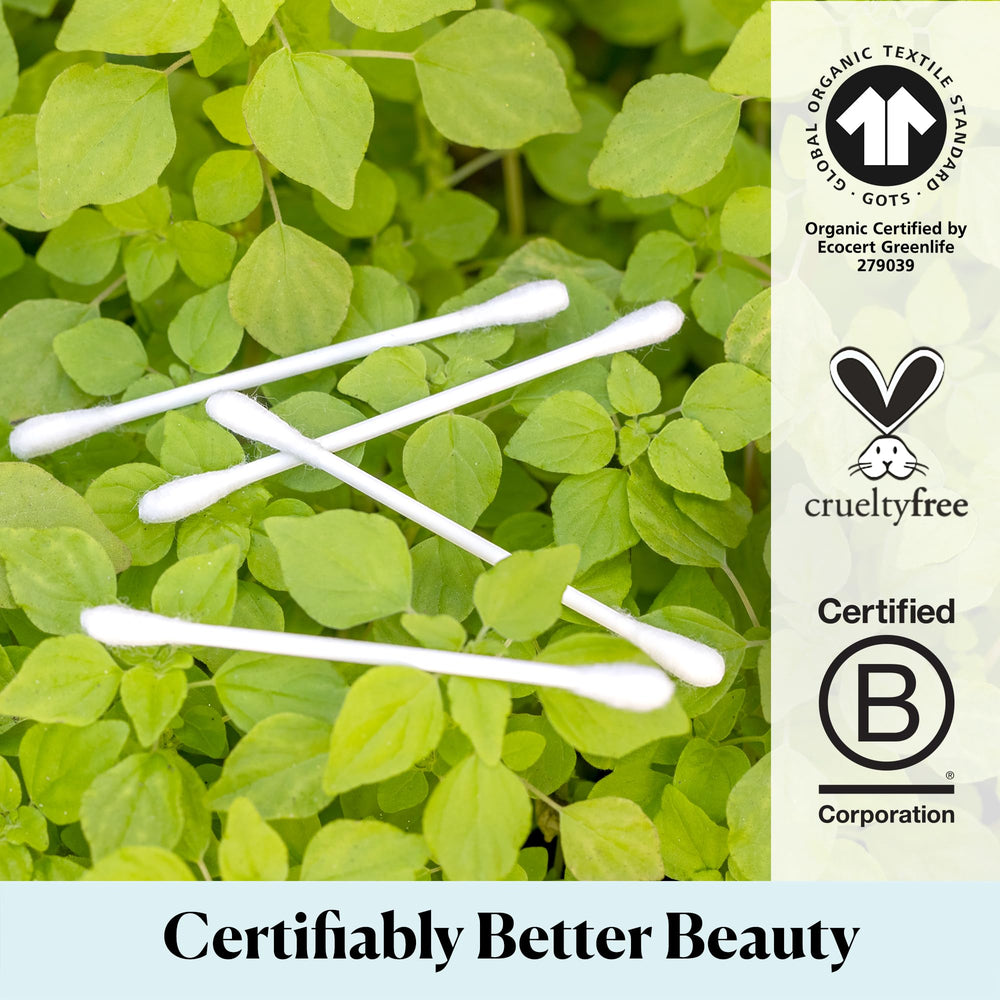 Sky Organics swab next to hand to show scale and easy handling benefit