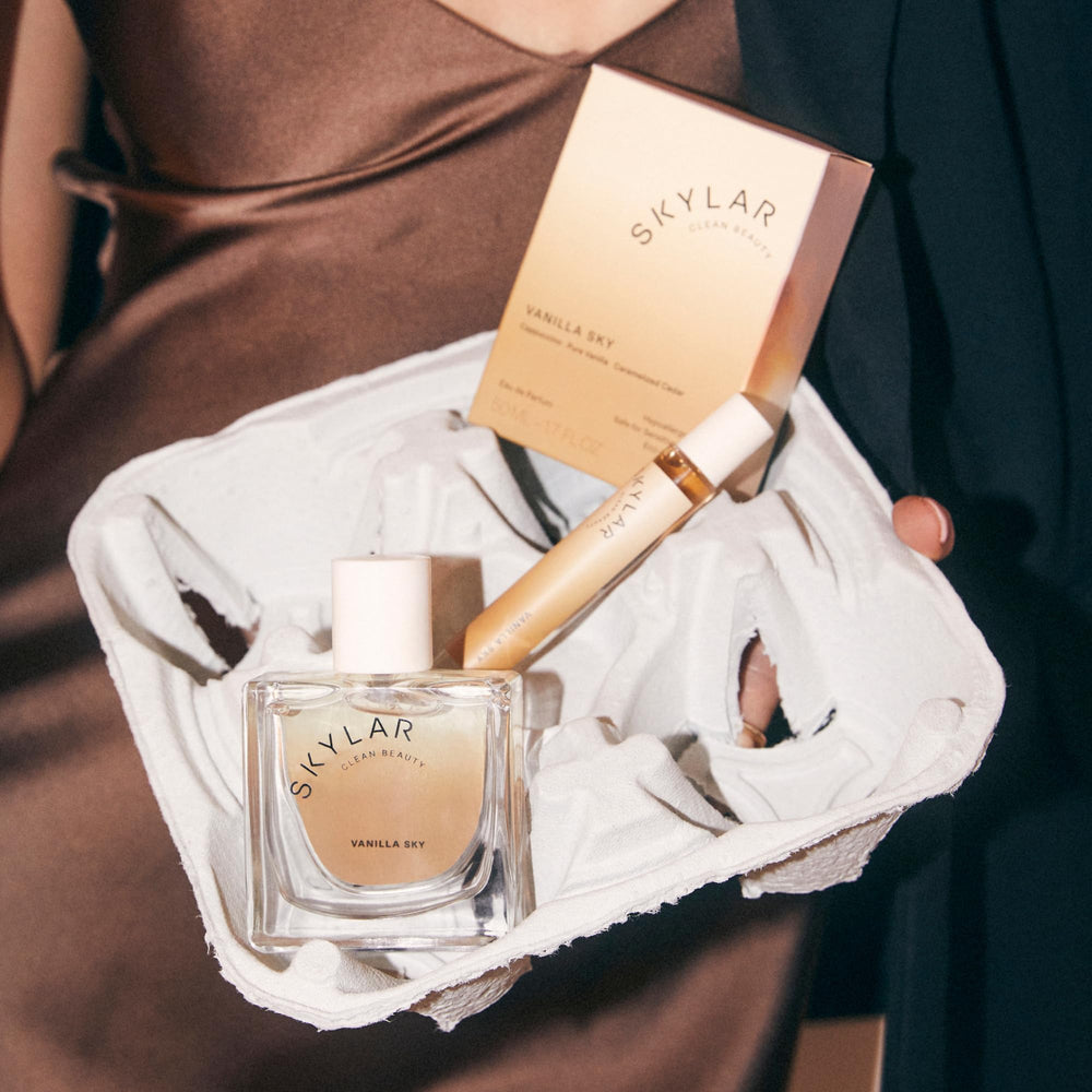 Skylar bottle held in hand for scale and everyday handbag convenience
