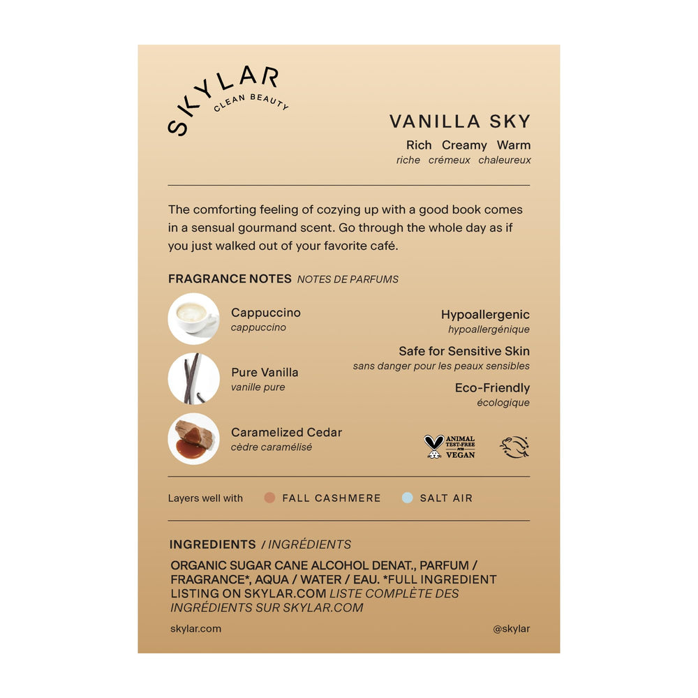 Skylar packaging and label close-up highlighting clean, vegan formulation