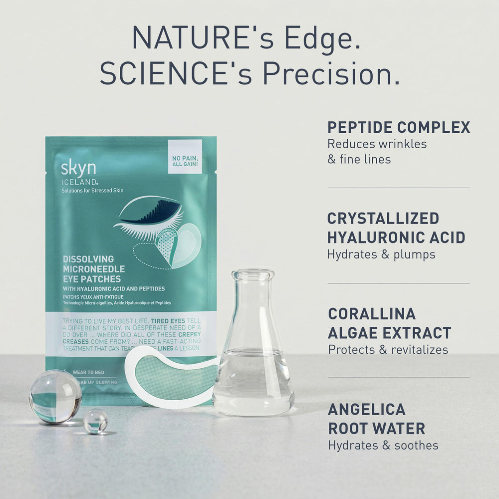 skyn ICELAND patch applied under eye illustrating comfortable, secure fit and hydration