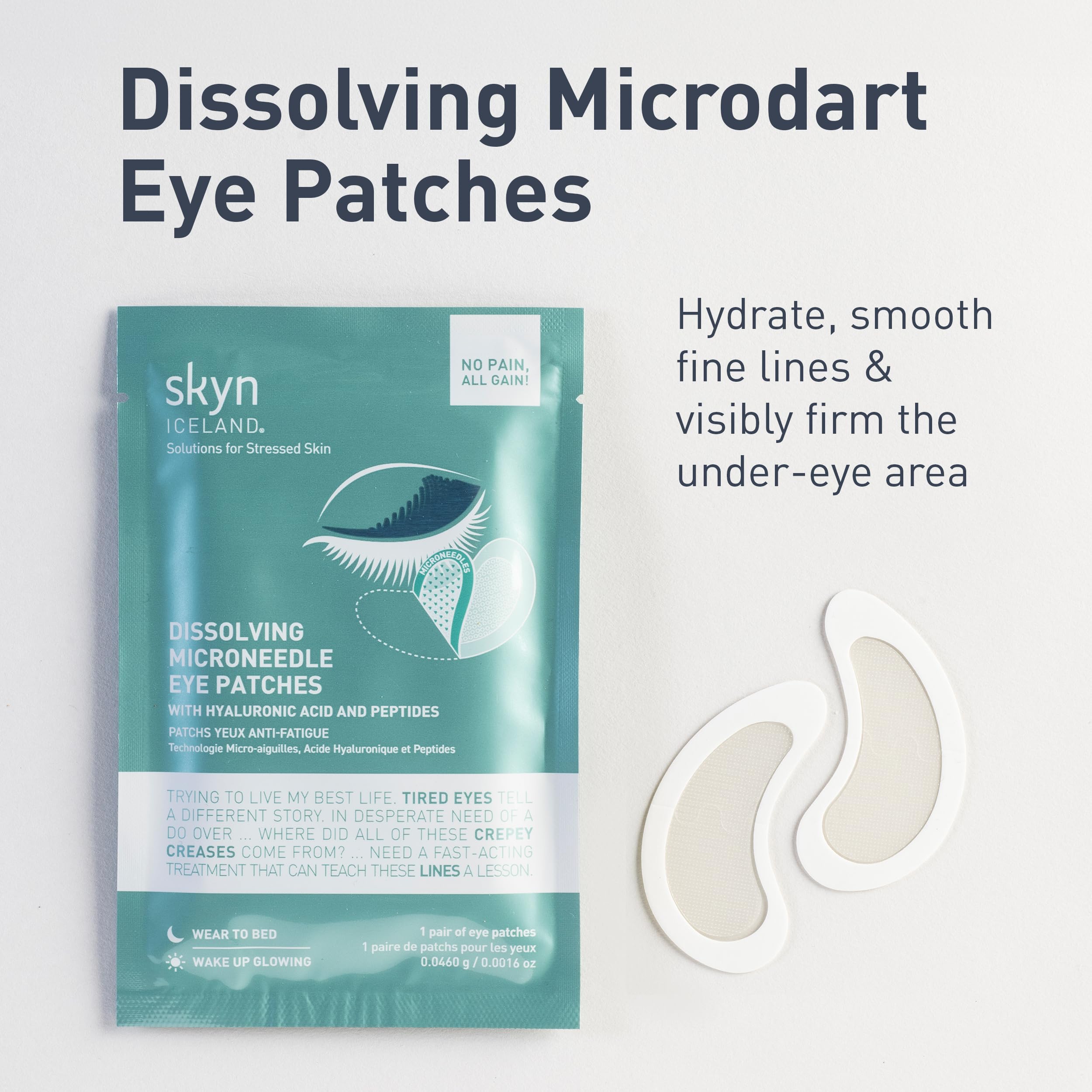 skyn ICELAND single dissolving microneedle eye patch close-up, precise delivery benefit