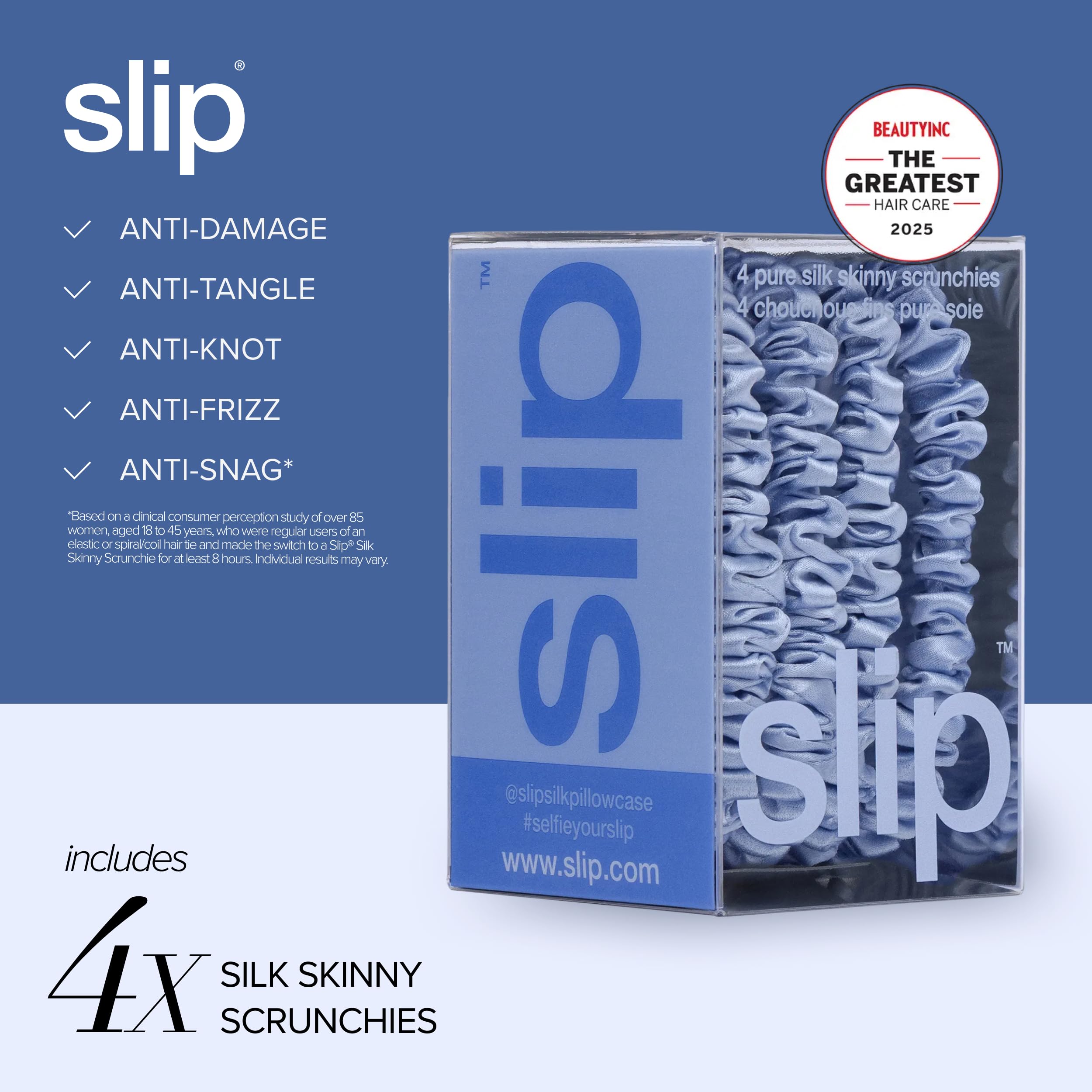 SLIP label detail focusing on slipsilk material and product quality assurance