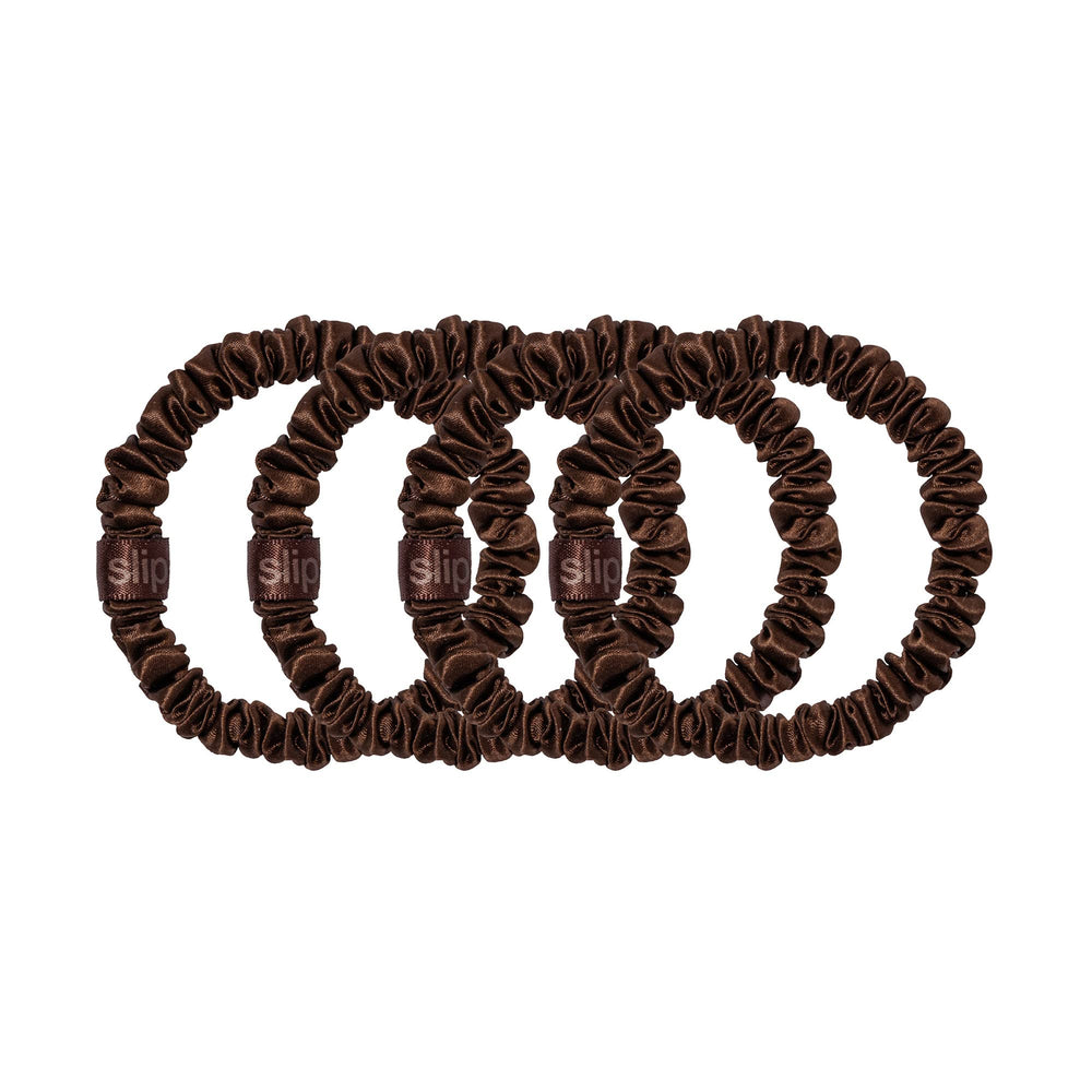SLIP dark brown silk catching light to show subtle shimmer and luxurious appearance