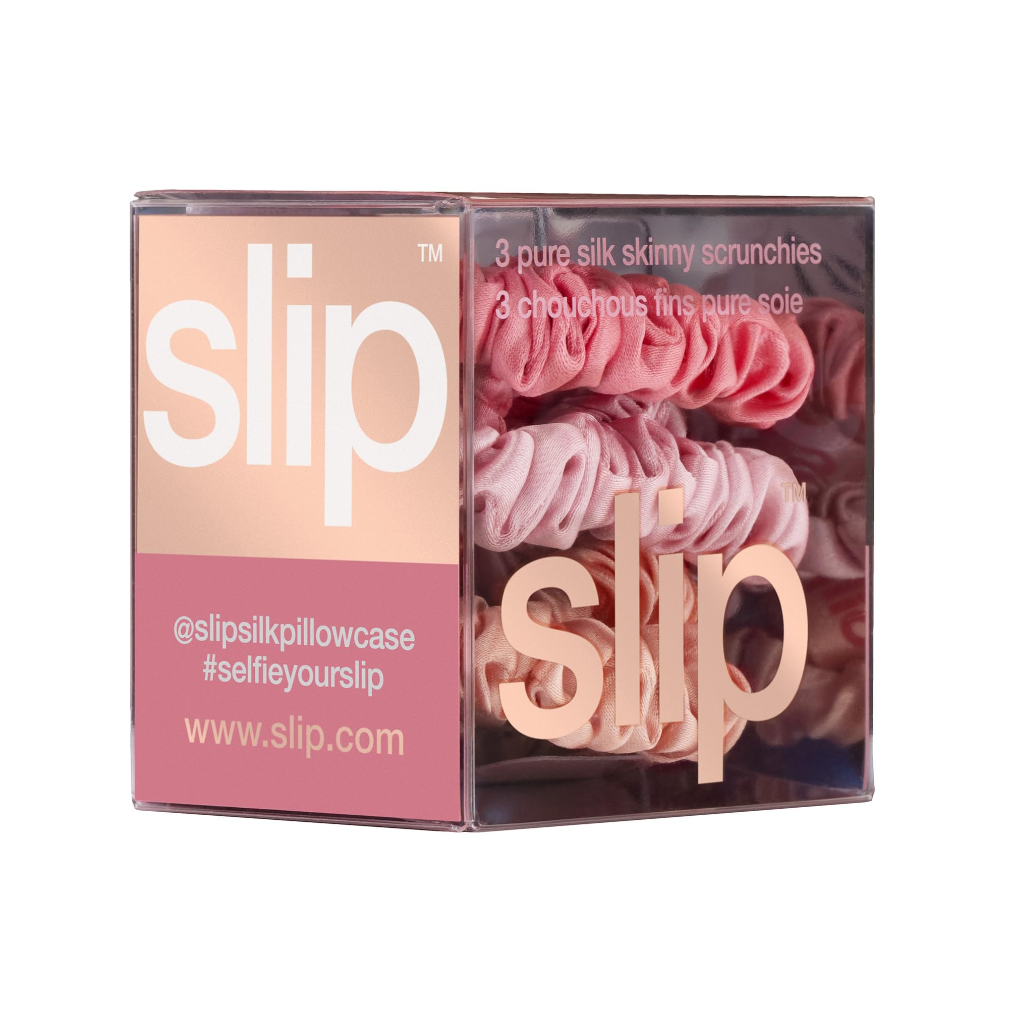 SLIP scrunchie securing a low ponytail with minimal creasing benefit