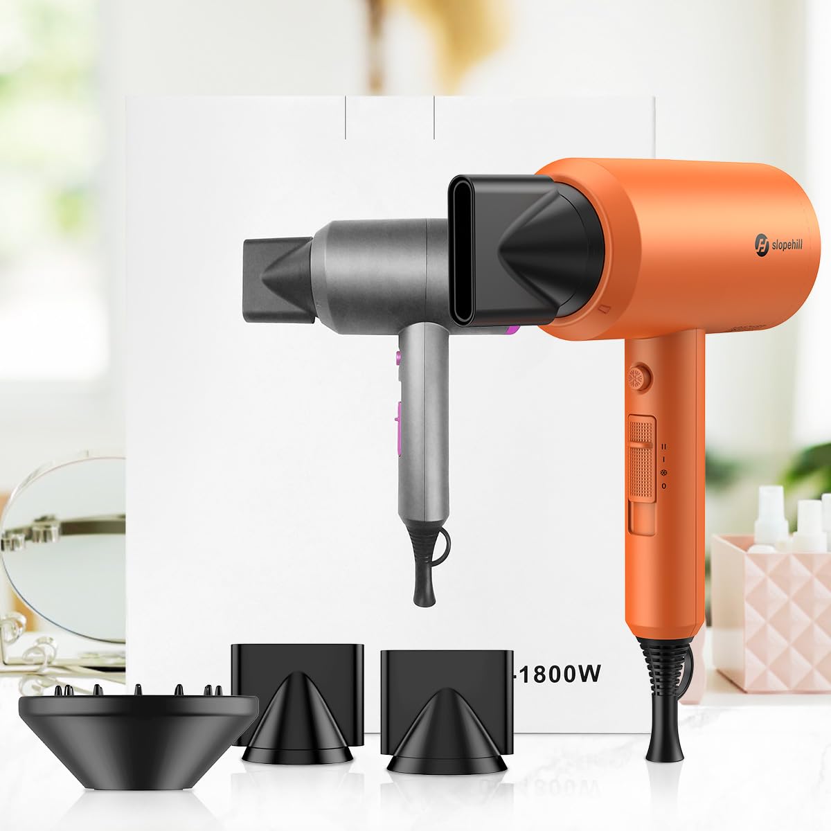 slopehill hair dryer boxed with accessories showing ready-to-gift and travel benefit