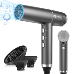 slopehill front view of grey hair dryer showing compact design and fast drying benefit